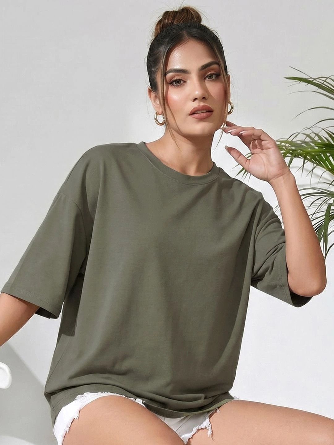 ADDYVERO Women Drop-Shoulder Sleeves Boxy T-shirt