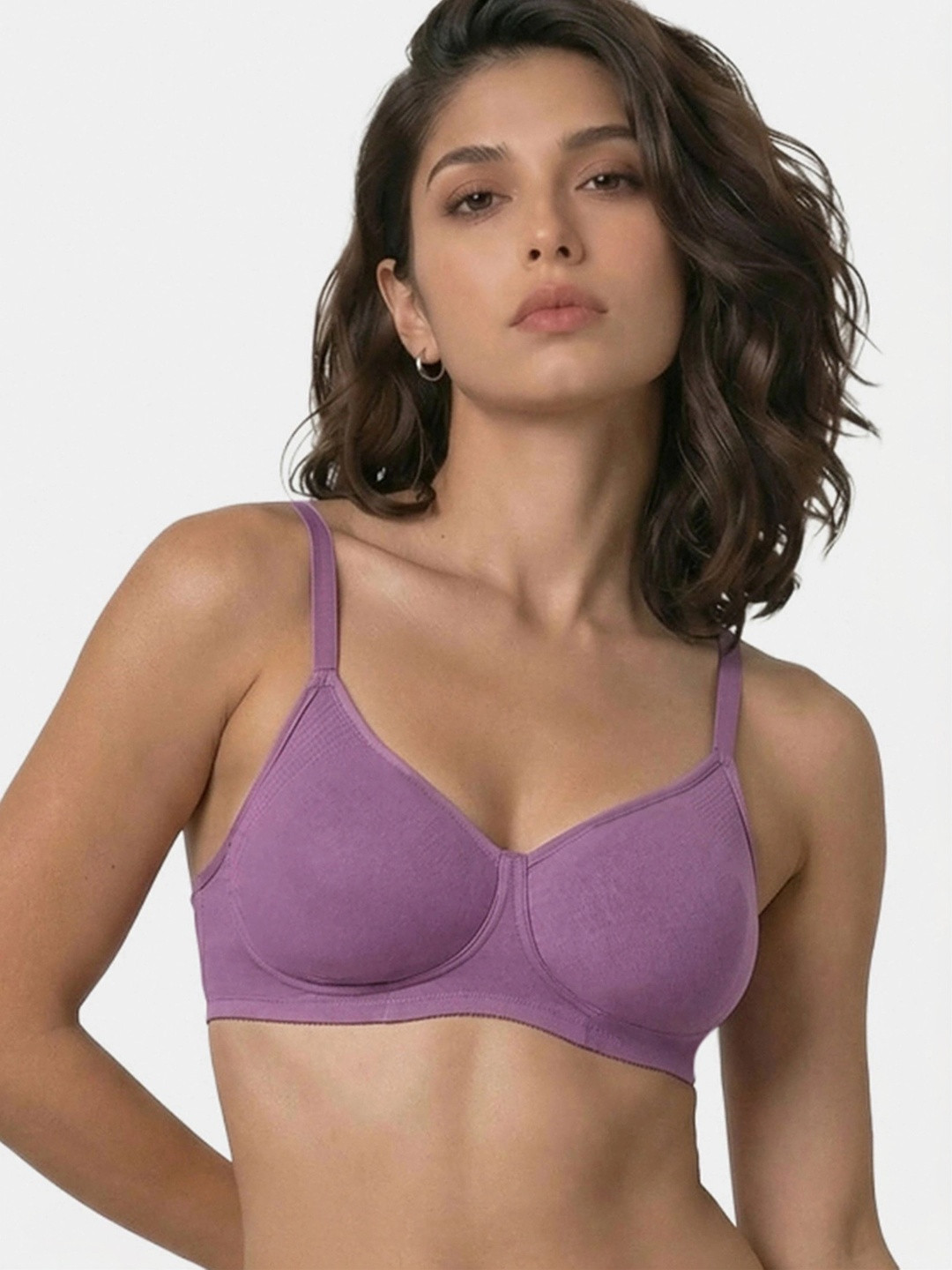 Enamor Non Padded Wirefree High Coverage Stretch Cotton Everyday Bra A042