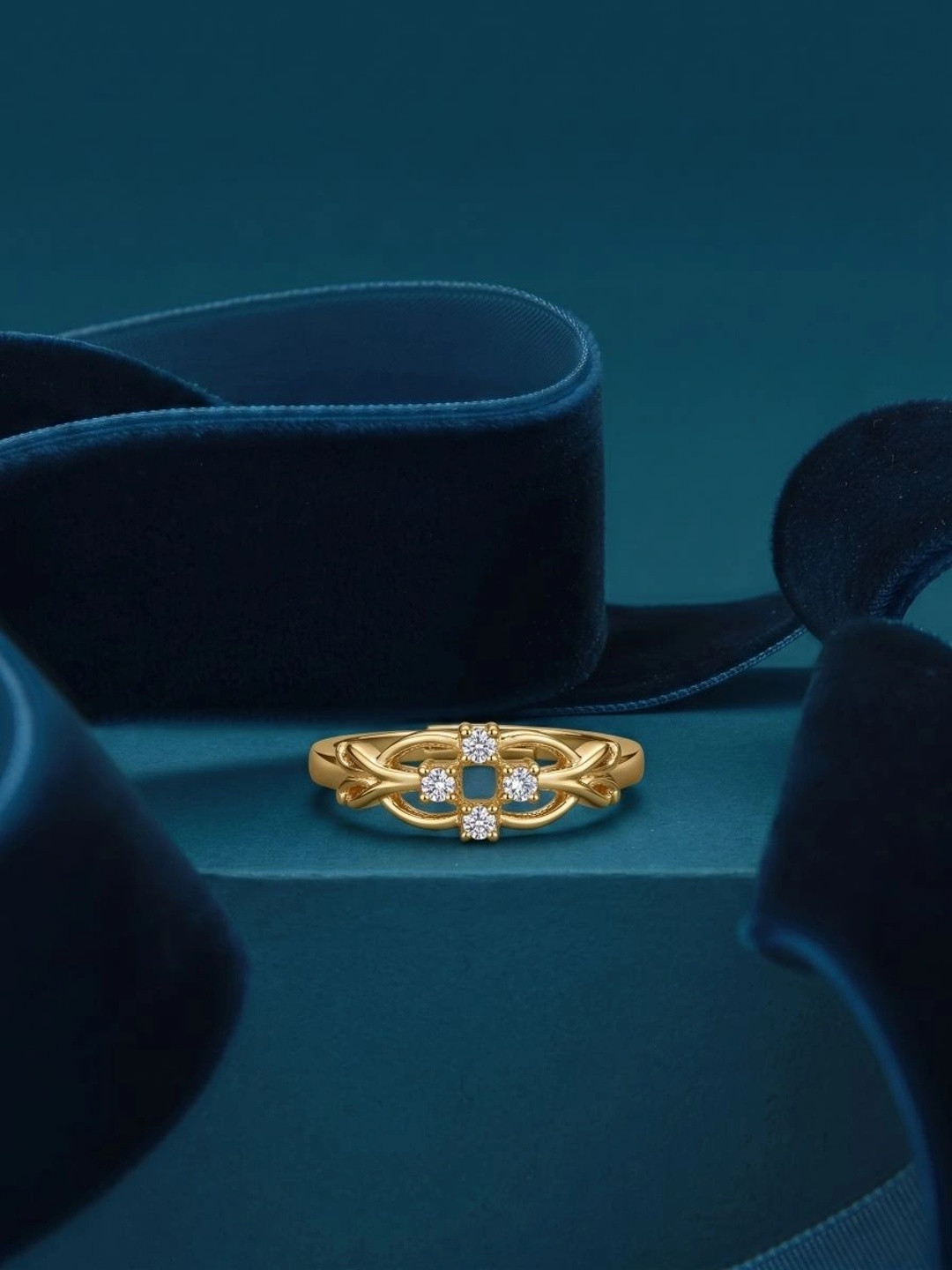 Sangria Women Gold-Plated American Diamond Finger Ring