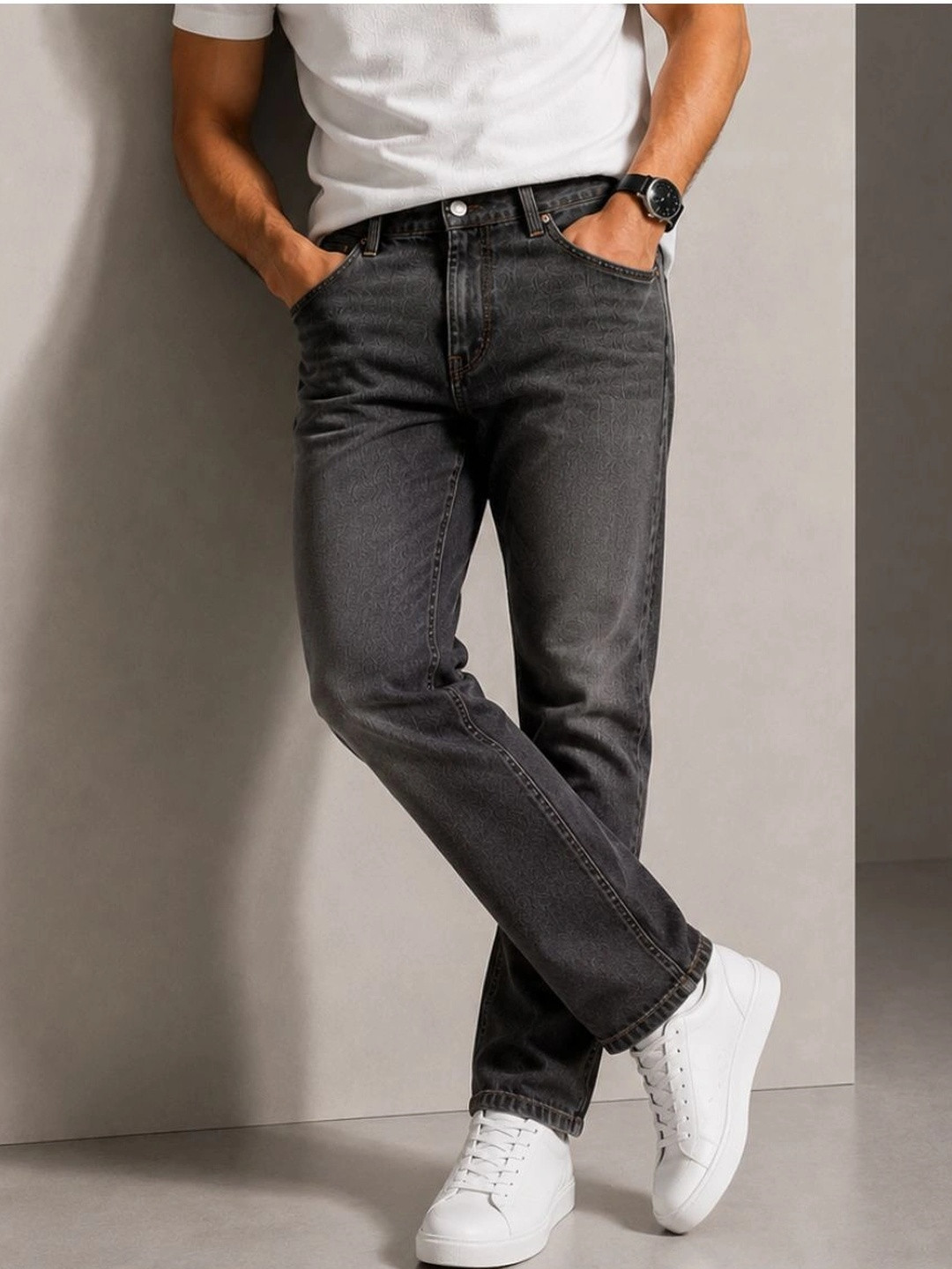 ZUSH Men Straight Fit Mid-Rise Stretchable Cotton Jeans