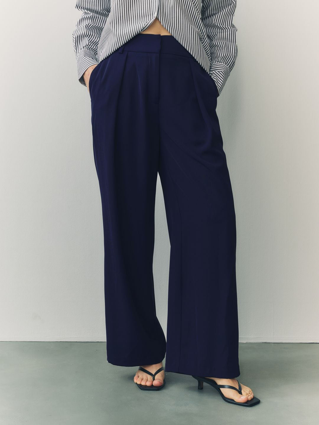 NEXT Women Pleated Wide Leg Casual Trousers