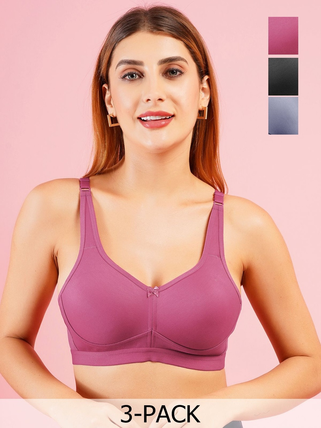 DressBerry Pack of 3 Minimizer Plus Size Full Coverage Seamless Bra