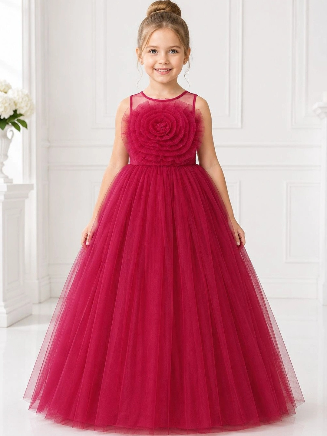 Toy Balloon kids Ruffled Net Maxi Dress