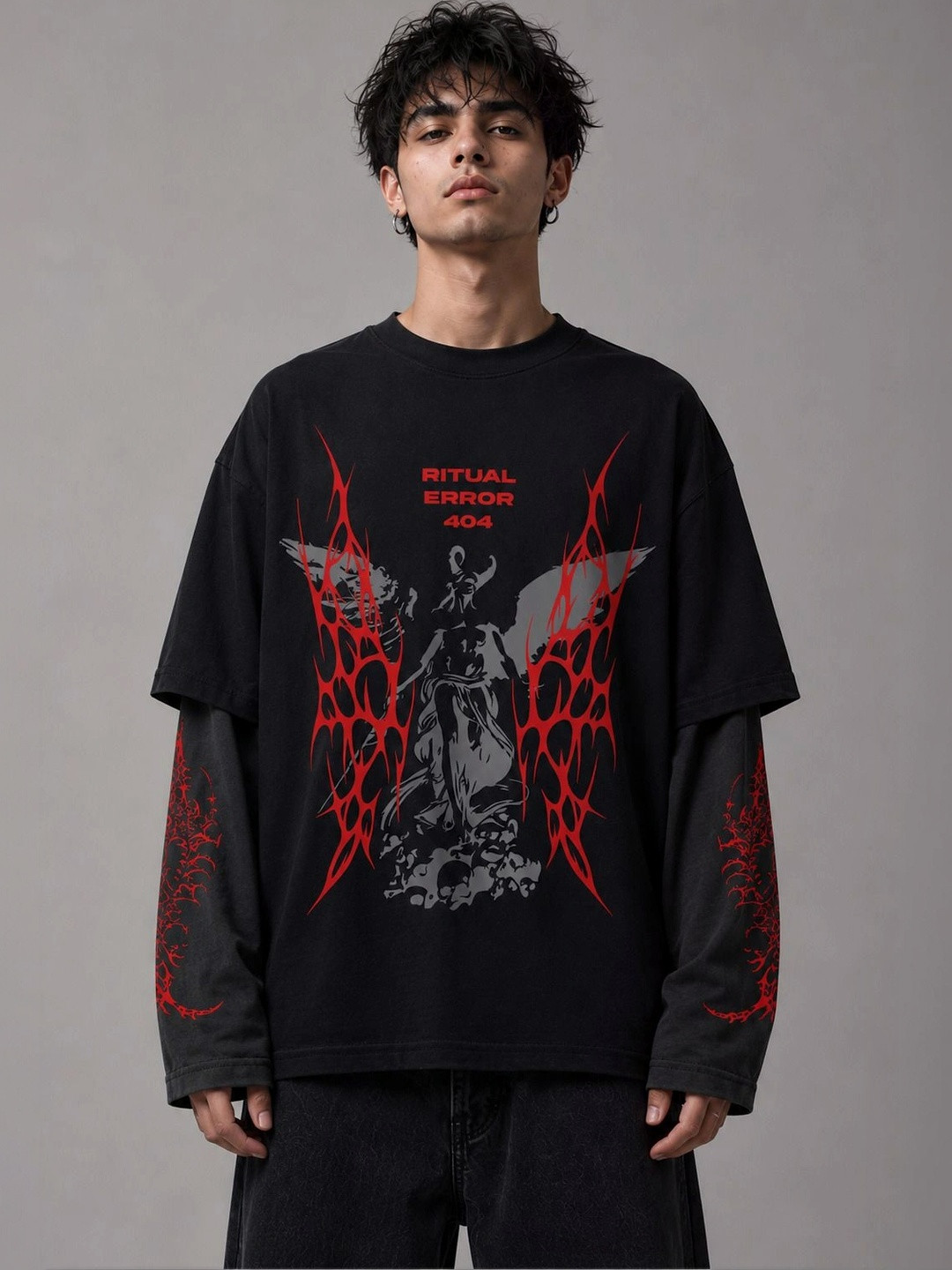 Hauntrex Unisex Ritual Error LS Oversized Tee