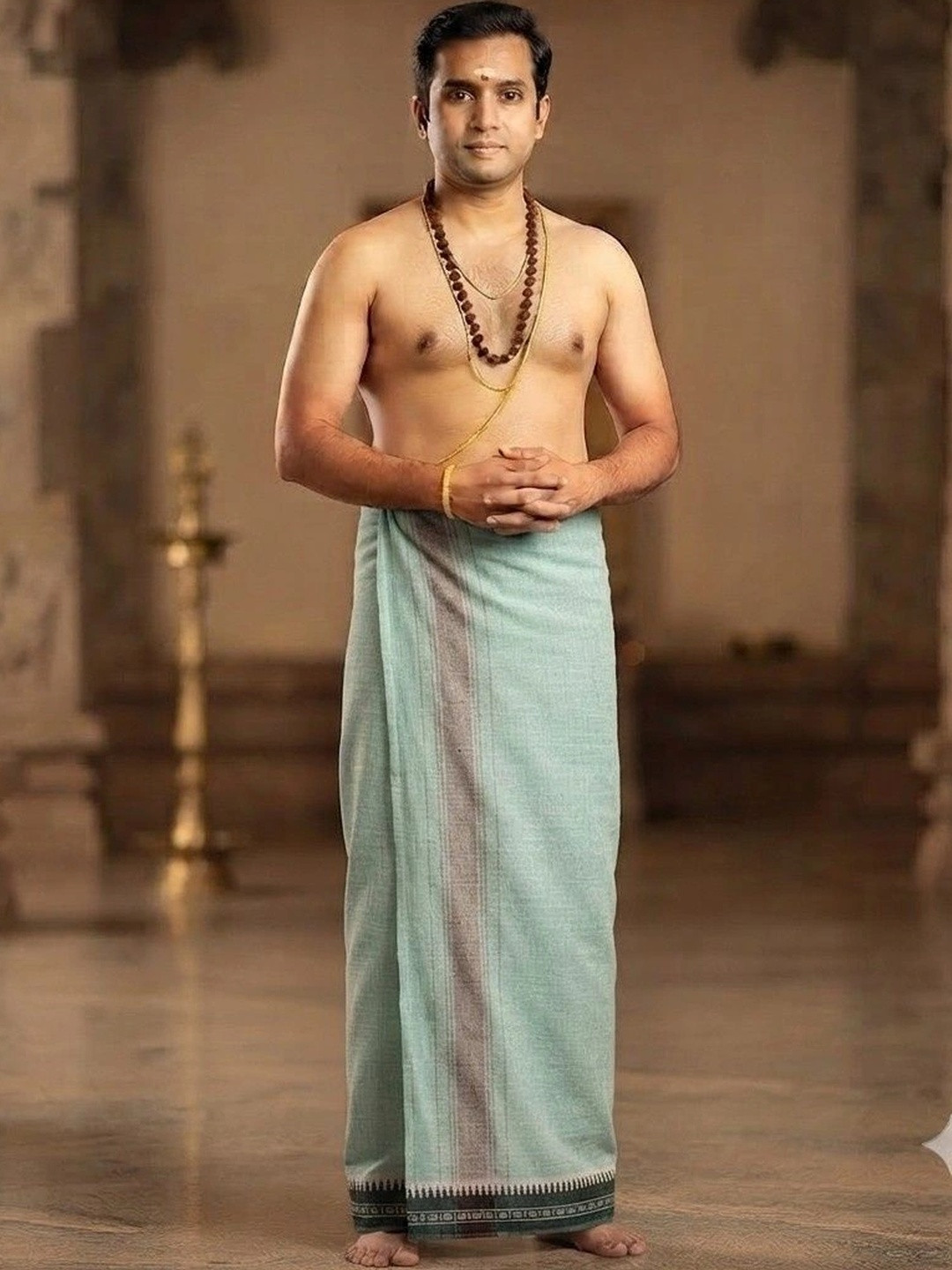 Tharunsha Elite Men Striped Cotton Dhoti Dhotis