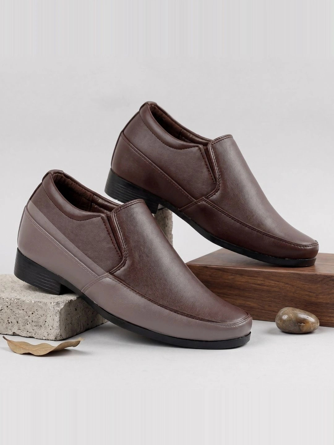 Bxxy Men Hidden Height Increasing Formal Slip-on Moccasin Shoes
