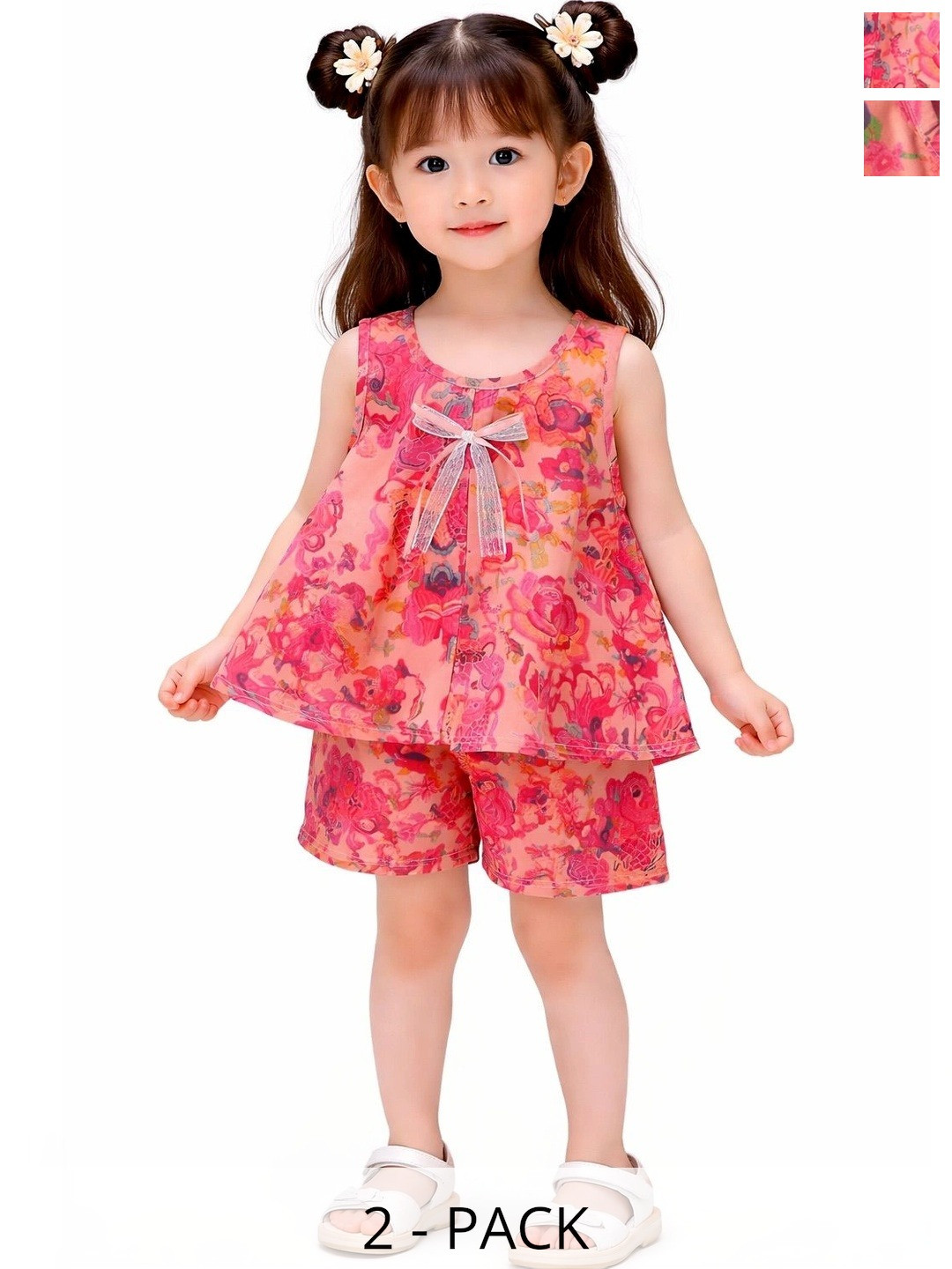 Tricycle Clothing Girls Pack Of 2 Printed Top with Shorts