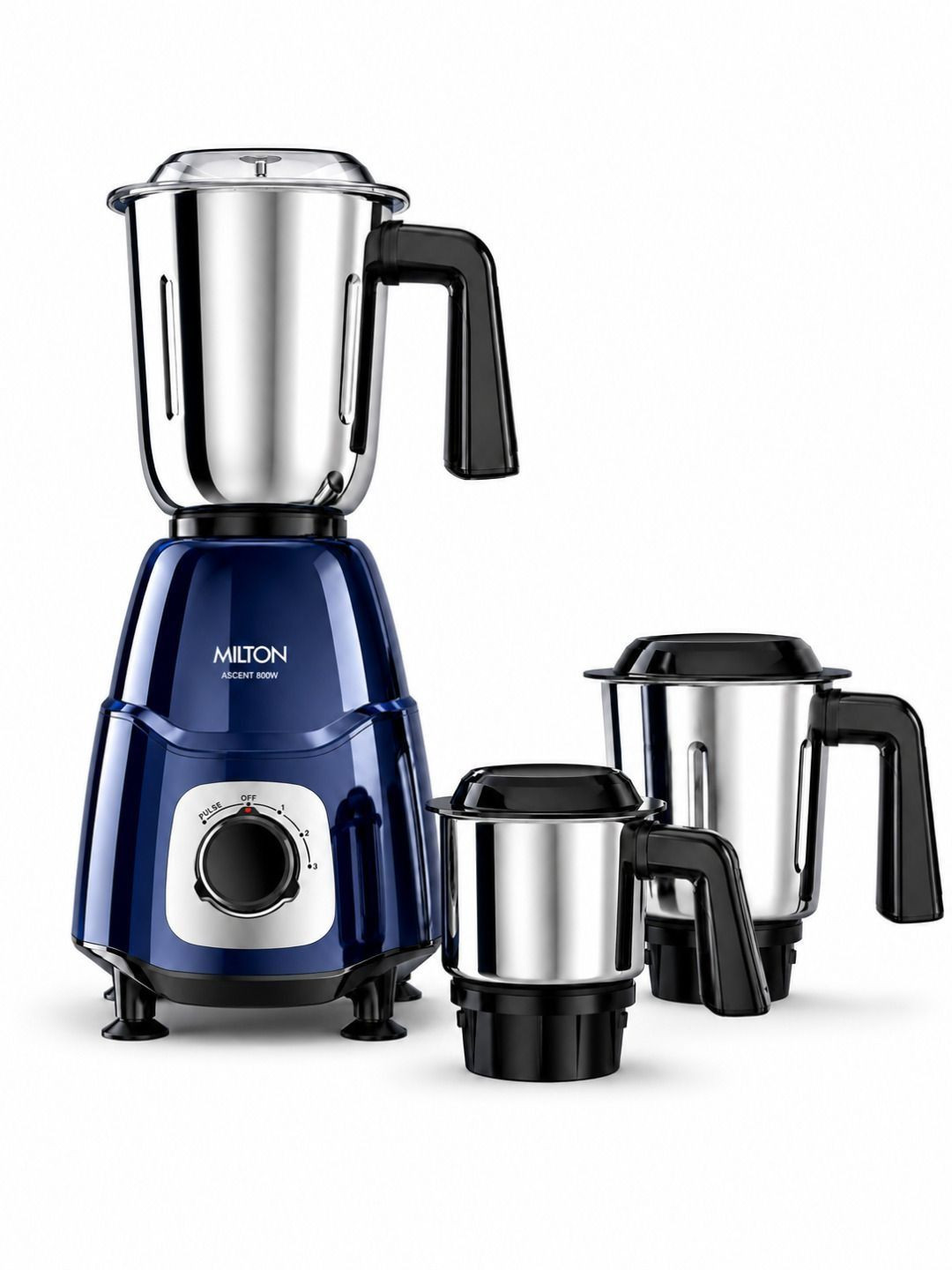 Milton Ascent Mixer Grinder ISI Certified Grindstone Blade Technology 3Jar 800W(22000 RPM)