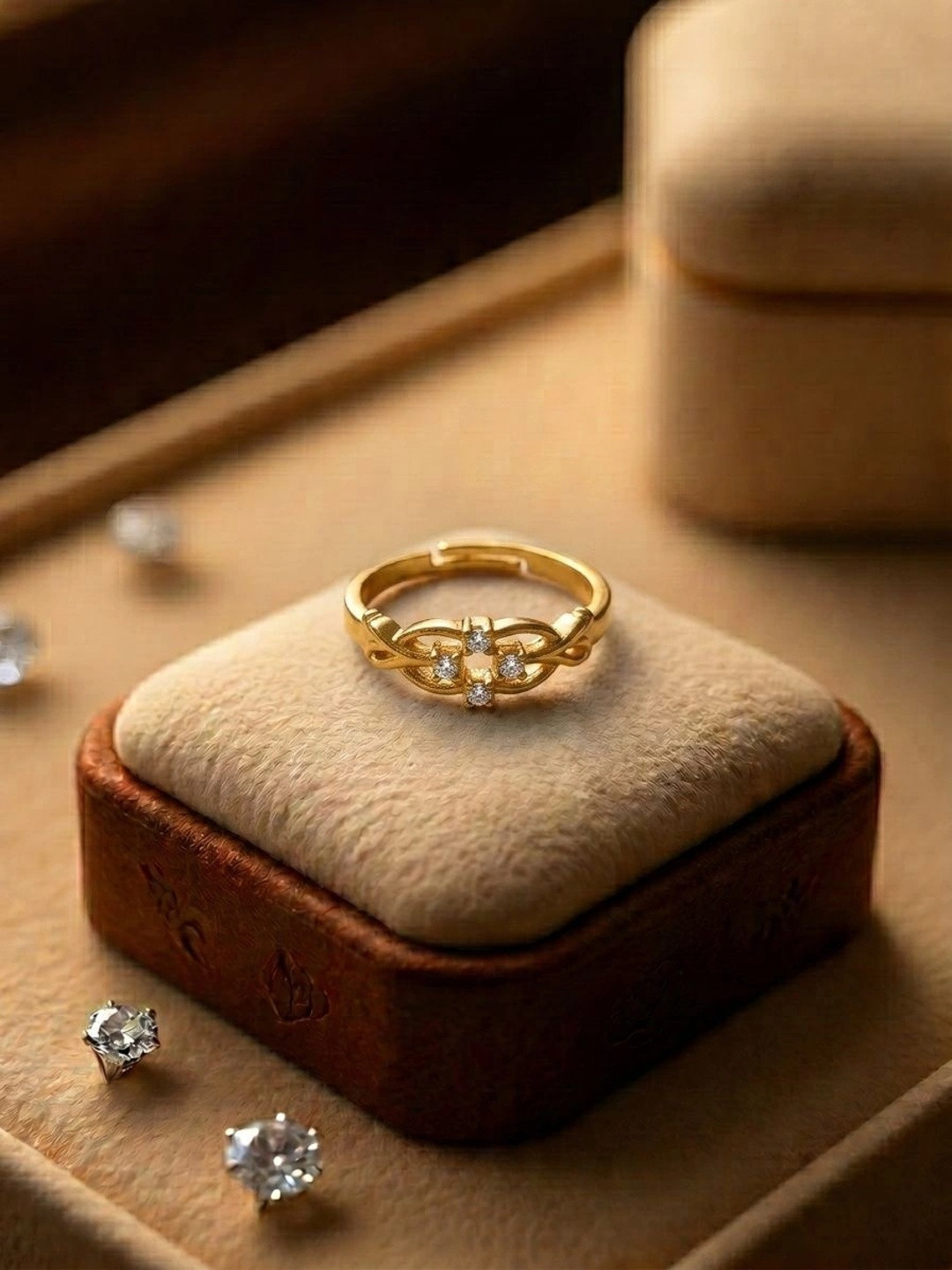 DIVASTRI Women Gold-Plated American Diamond Finger Ring