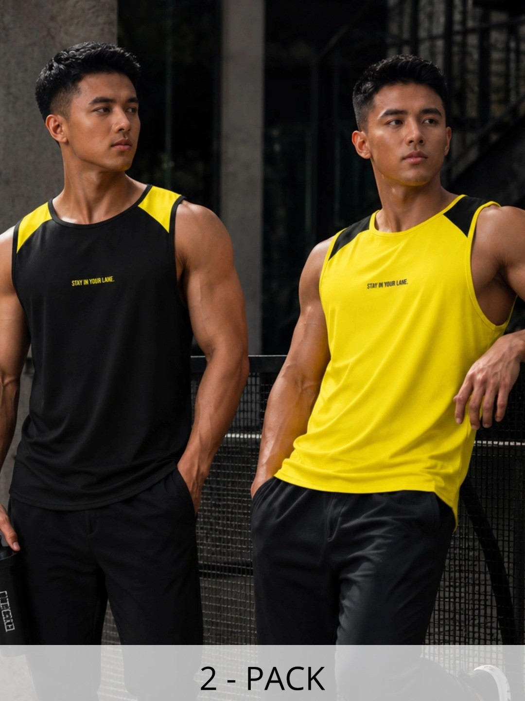 JUMPCUTS Pack of 2 Colourblocked Gym Vest