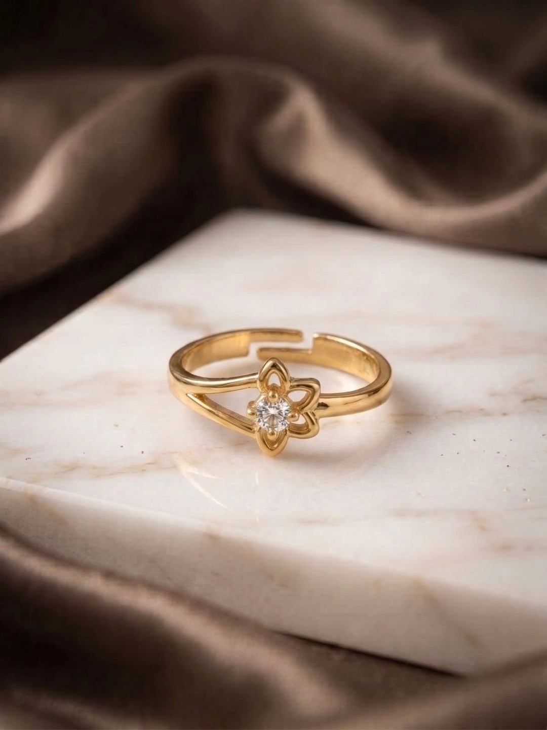 DIVASTRI Women Gold-Plated American Diamond Finger Ring