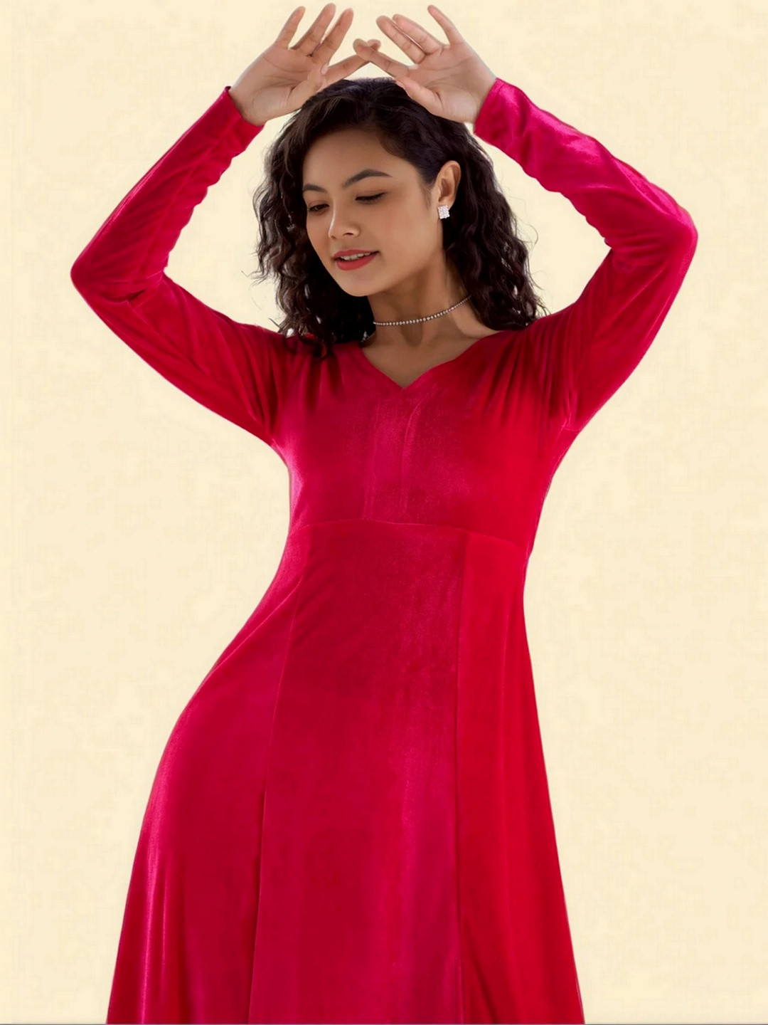 DressBerry Velvet Fit & Flare Midi Dress