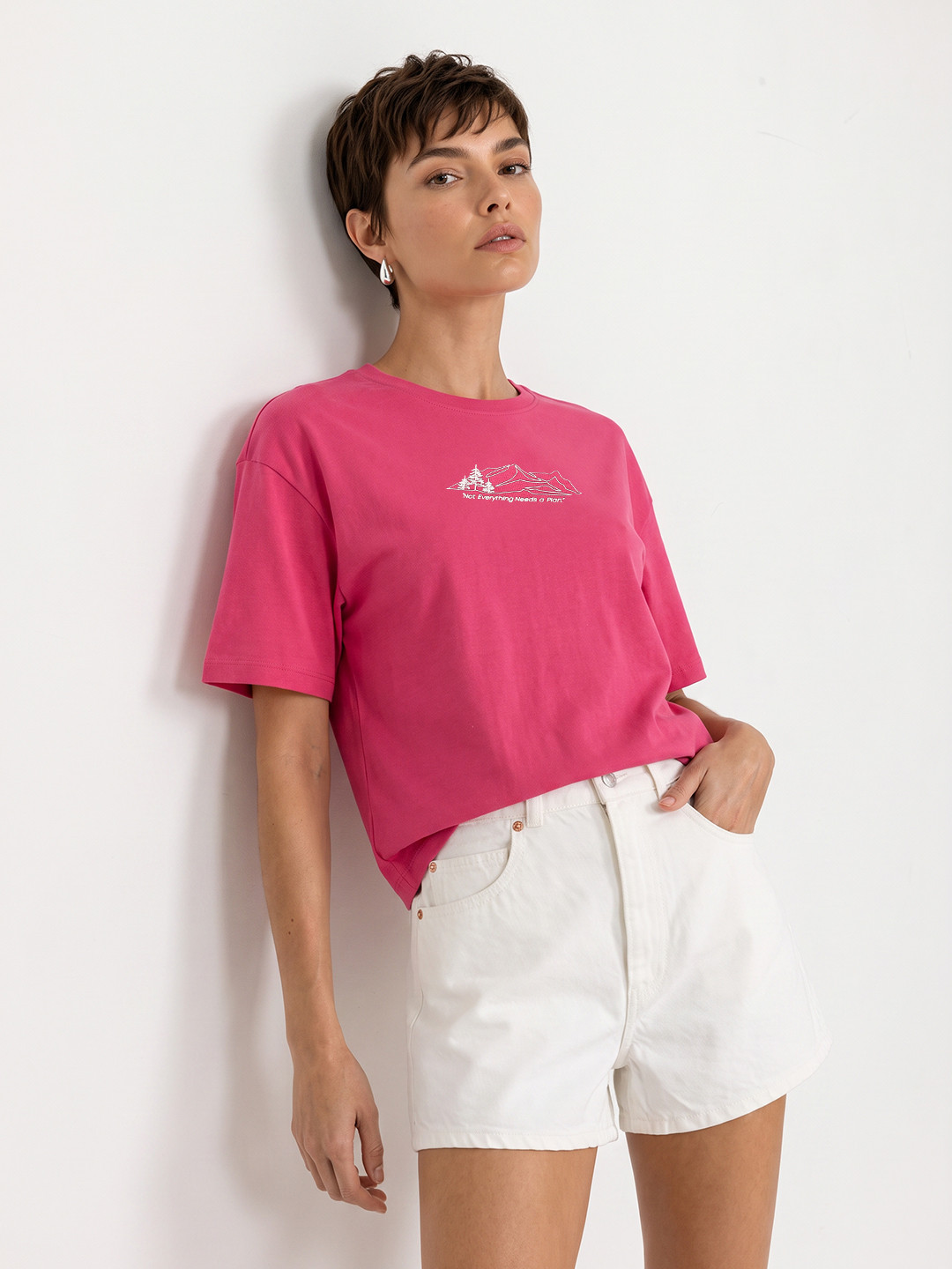 The Roadster Life Co. Typography Printed Drop-Shoulder Sleeves Relaxed Fit T-shirt