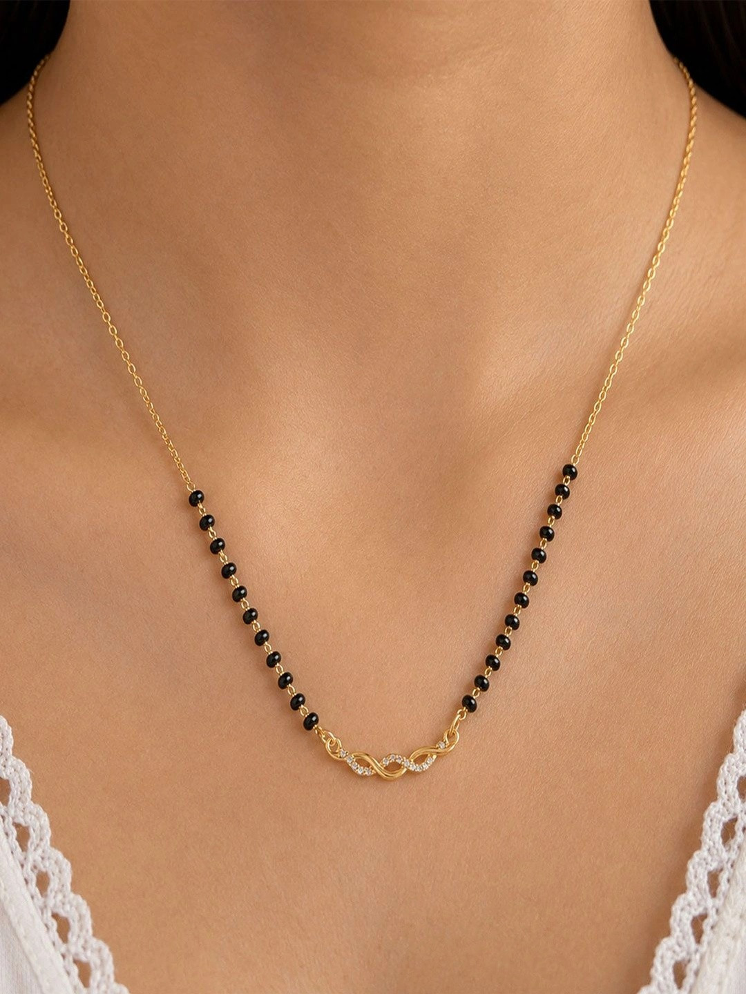 VAMA Gold-Plated Artificial Beads Mangalsutra
