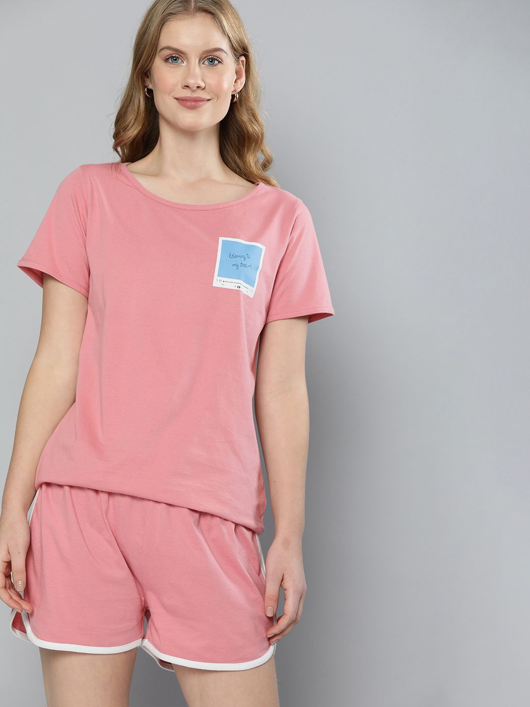 Mast & Harbour X fwd Women Pink Solid Night suit