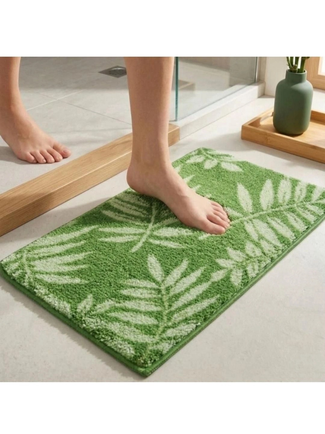 Athom Trendz Green Printed Anti-Slip Bathmat 58x38 cm