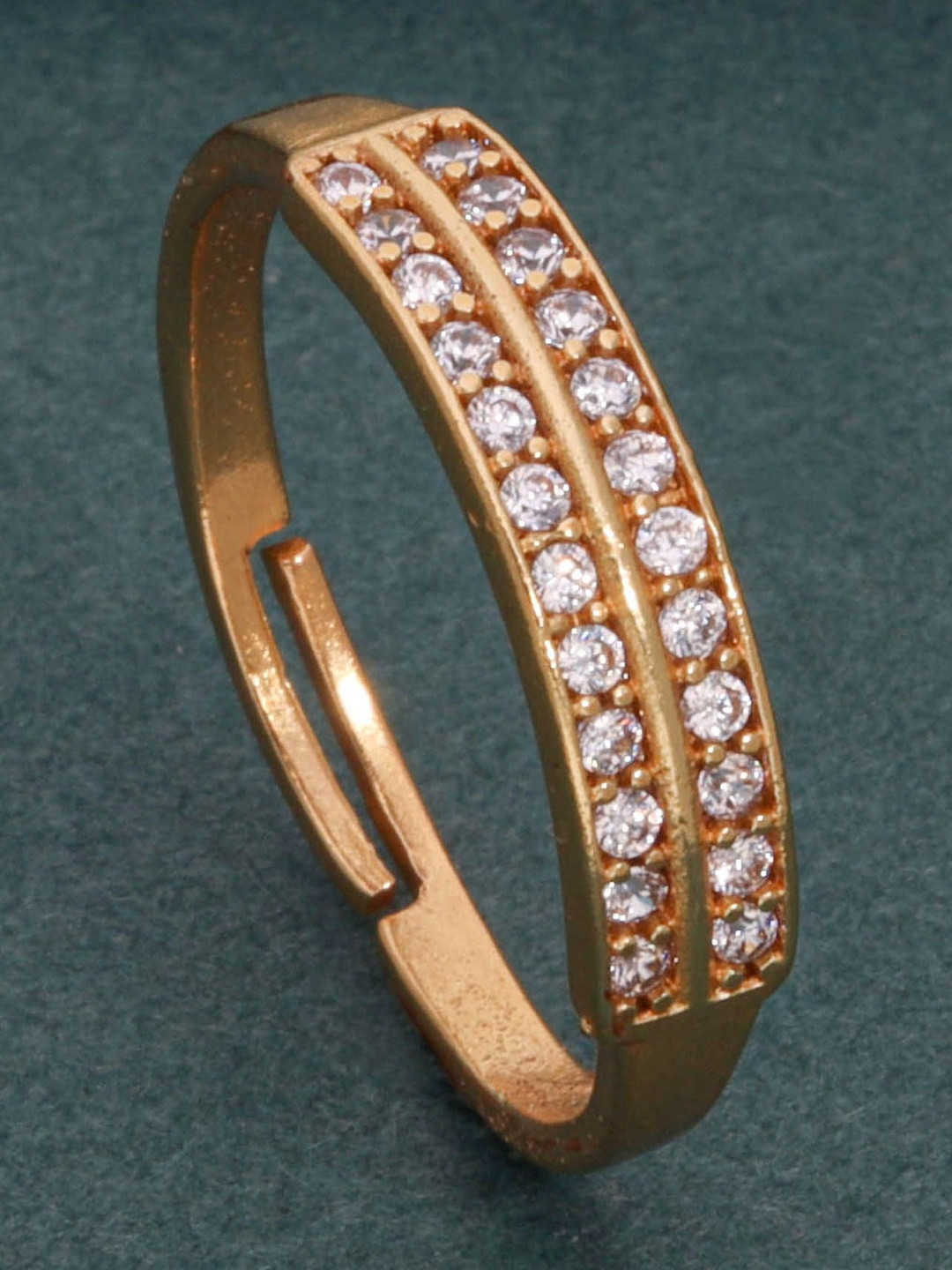 DressBerry American Diamond Studded Adjustable Finger Ring