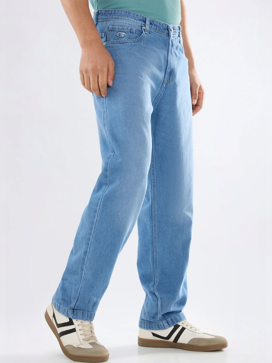 nostrum Men Mid-Rise Baggy Fit Blue Denim Jeans