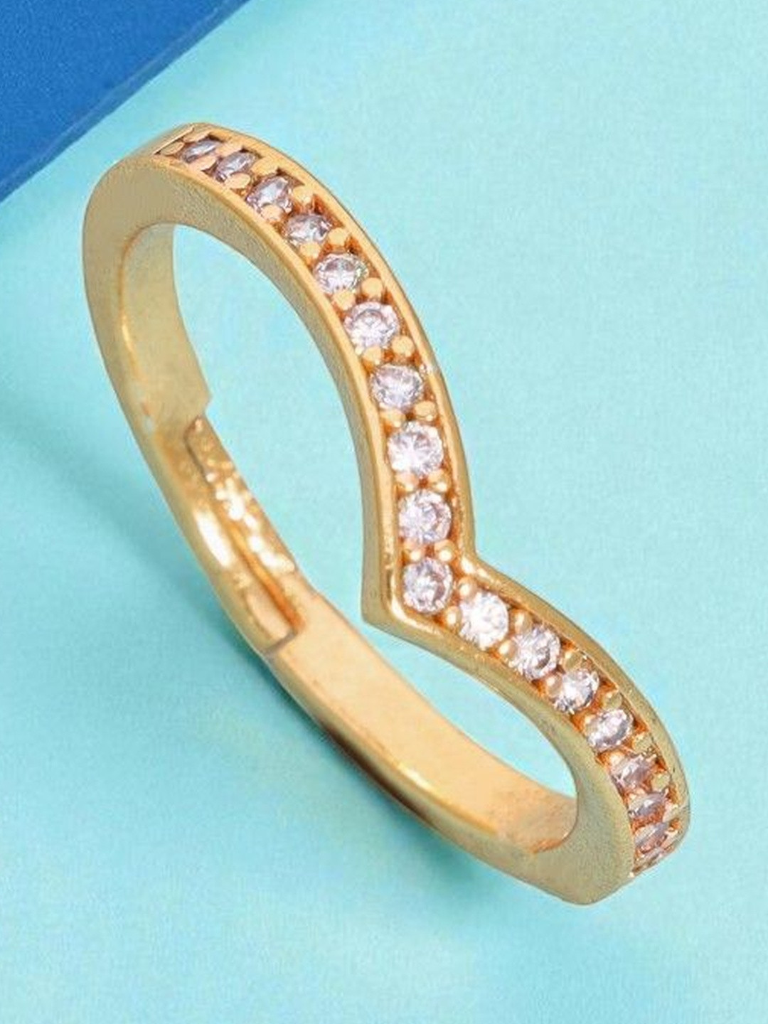 DressBerry Stones Studded V- Shaped Finger Ring