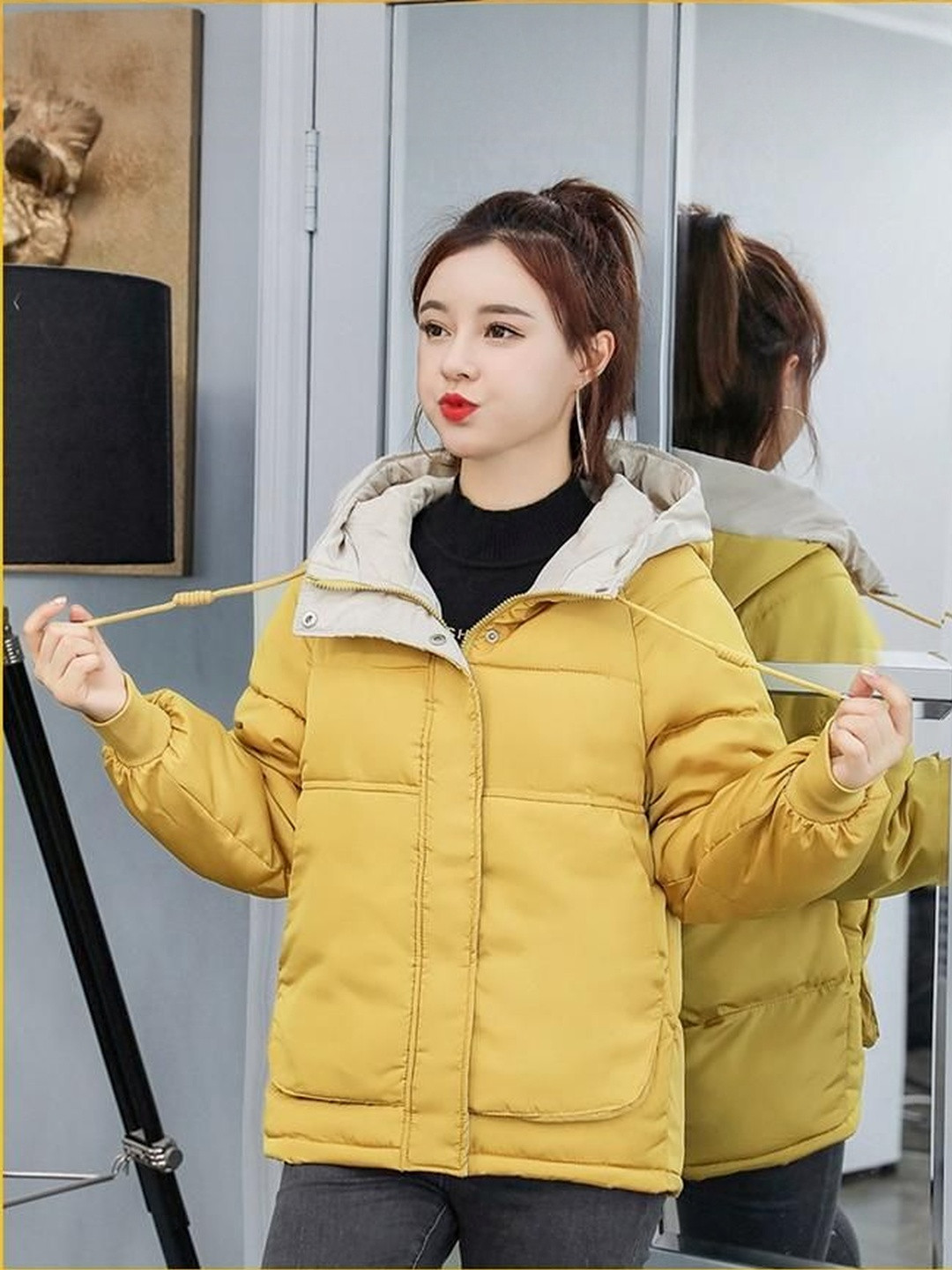 DressBerry Lightweight Hooded Straight Puffer Jacket
