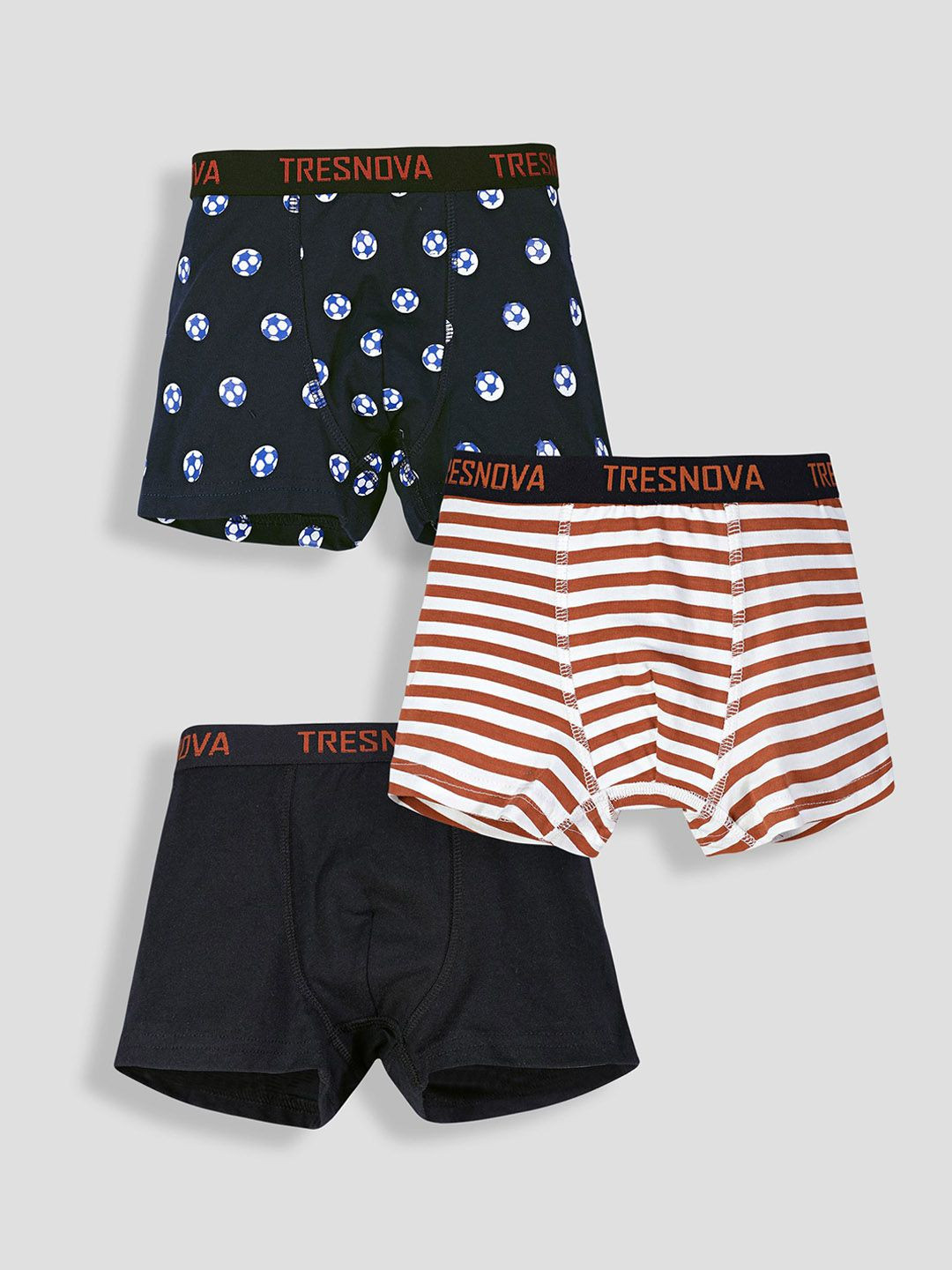 TRESNOVA Boys Pack Of 3 Mid Rise Antimicrobial Trunks S25ABO007A-MULTI COLOUR