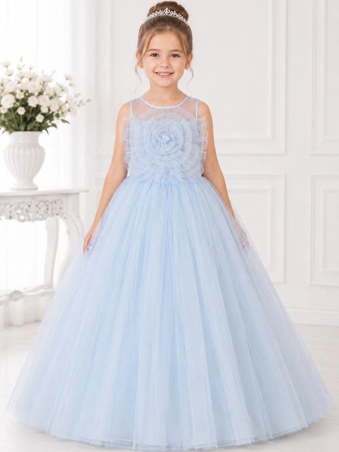 Toy Balloon kids Ruffled Net Maxi Dress
