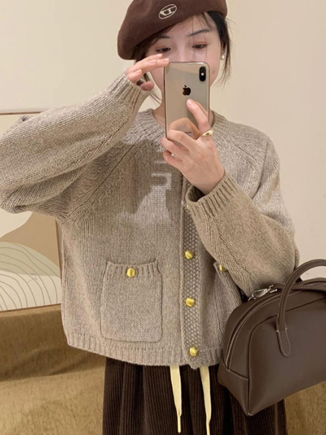 DressBerry Women Beige Cotton Pullover Sweaters
