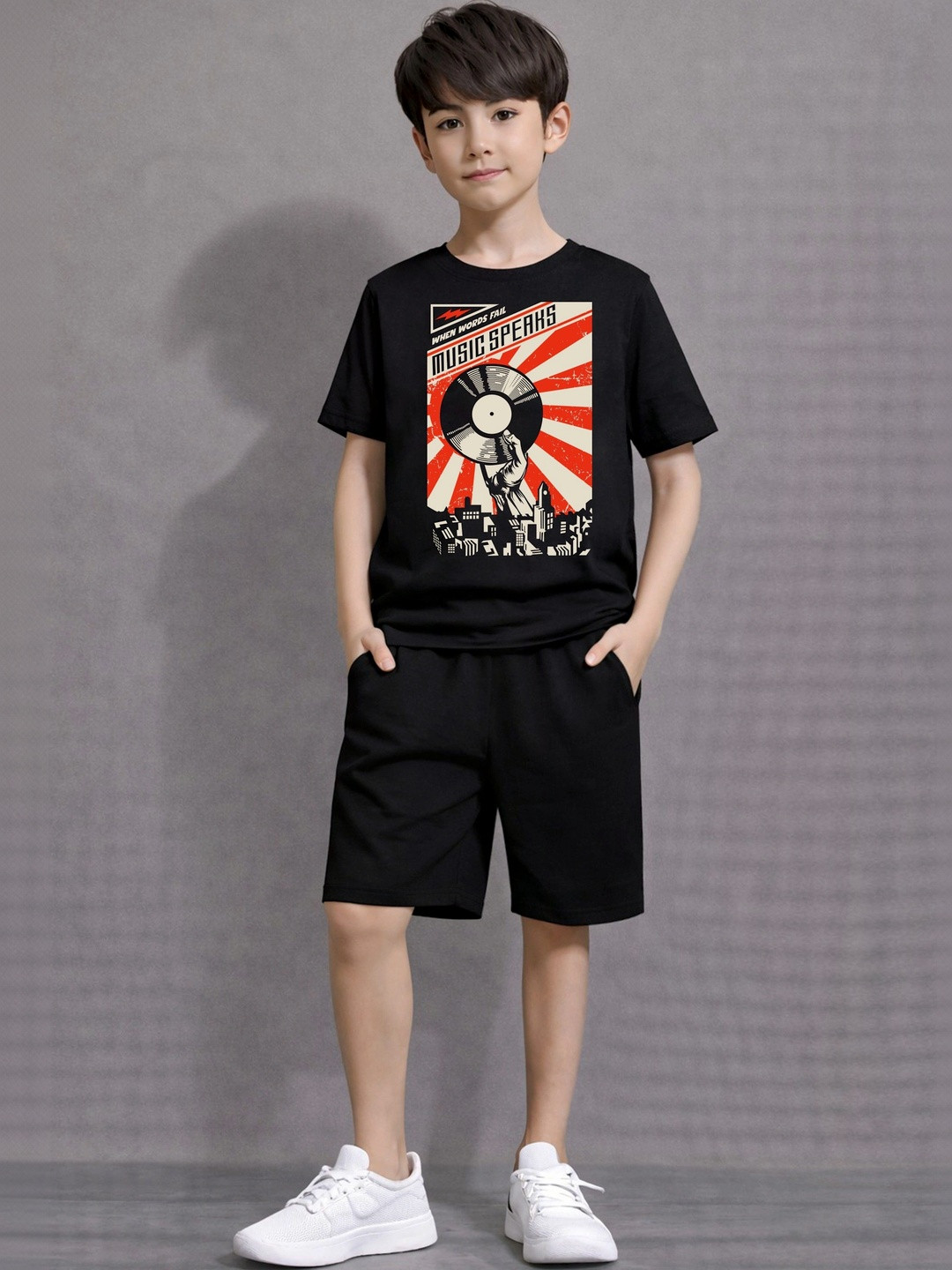 LITWAY Boys Graphic Printed Pure Cotton Clothing Set