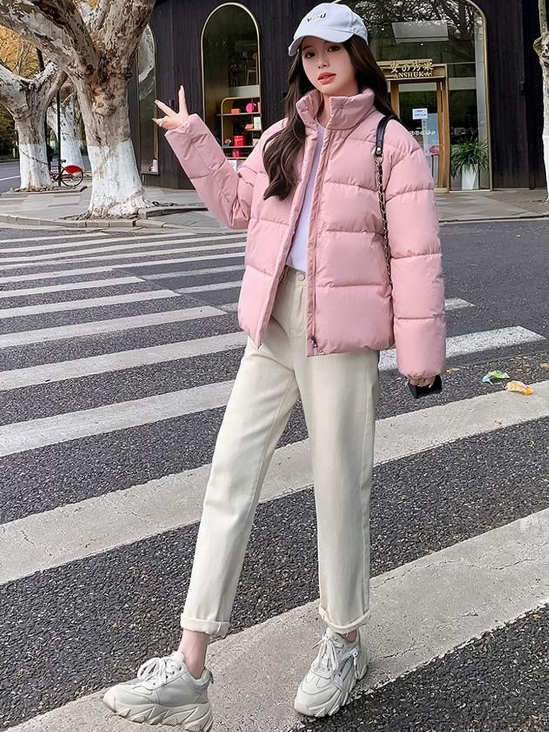DressBerry Stand Collar Lightweight Puffer Jacket