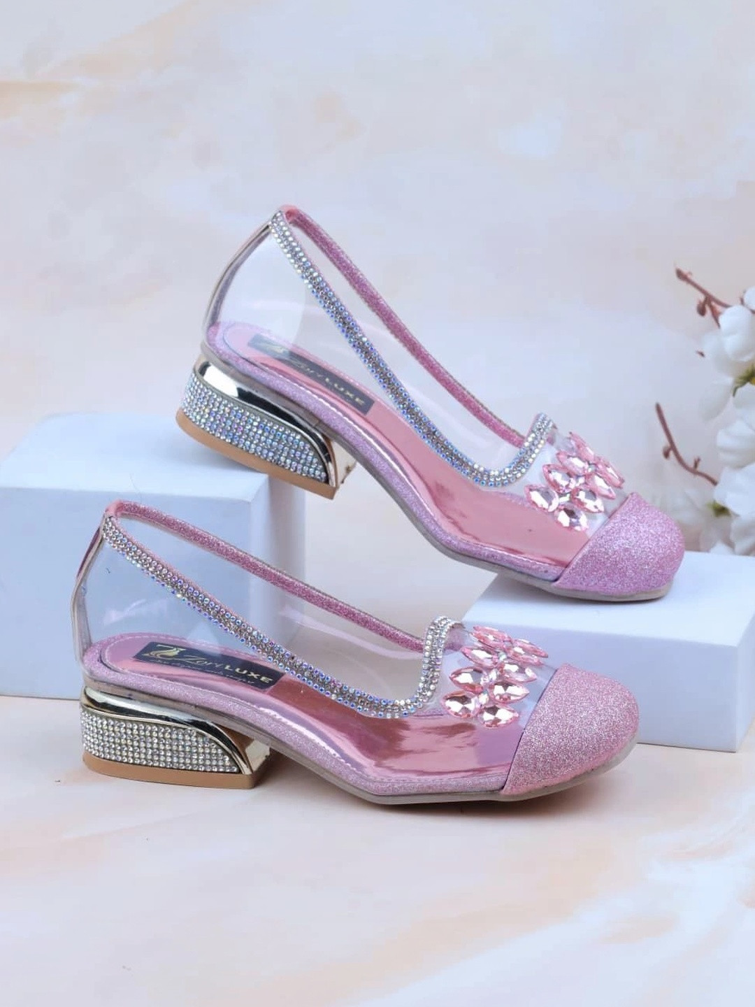 ZORILUXE Girls Embellished Ethnic Block Pumps