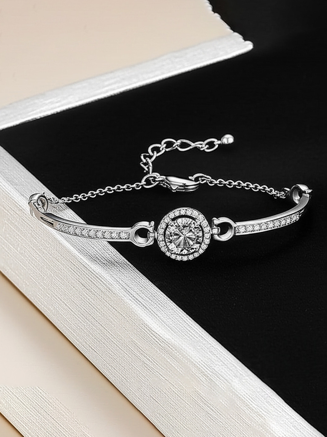 DressBerry Women Cubic Zirconia Silver-Plated Charm Bracelet