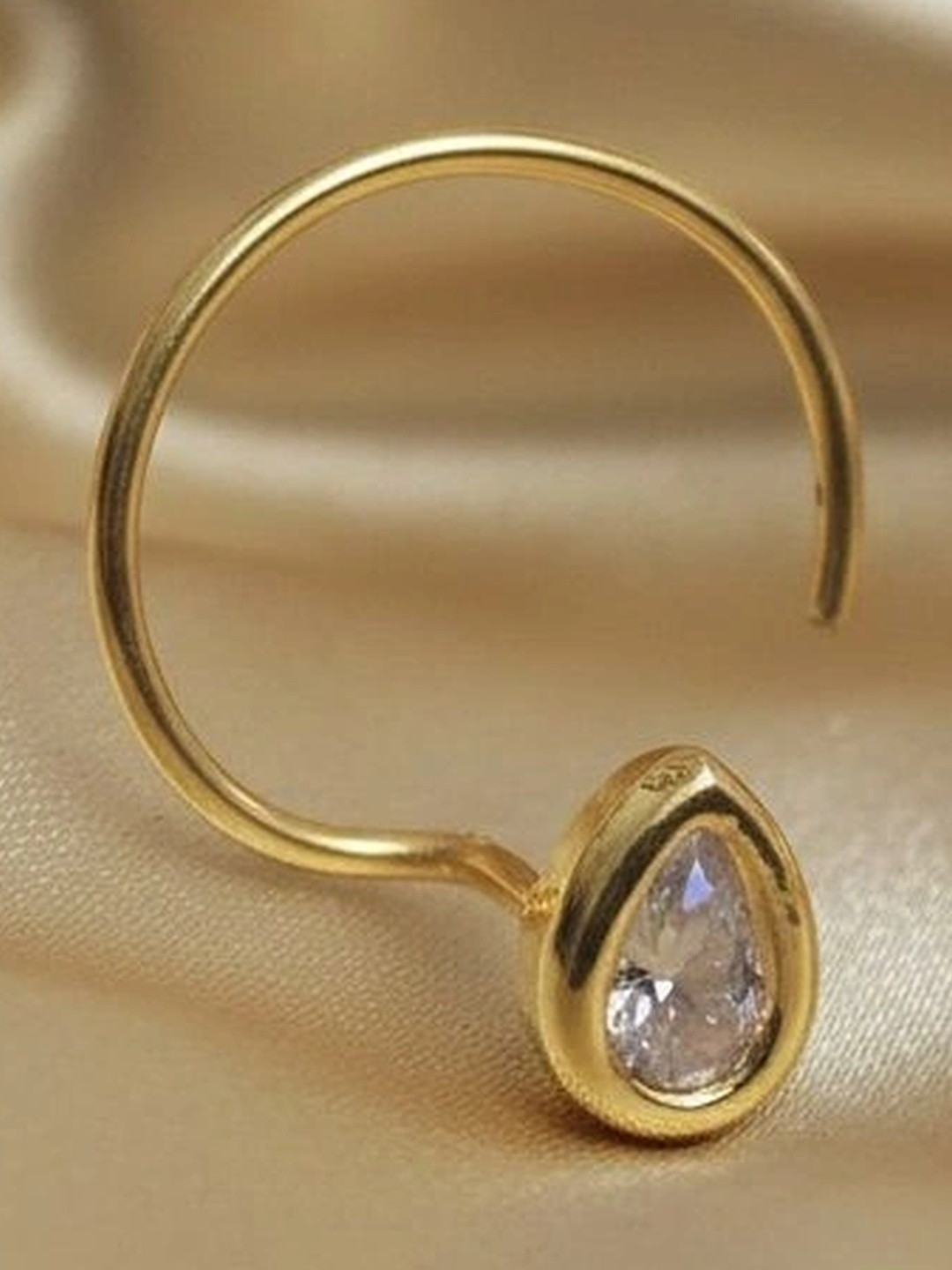 SHREEVARAM Gold-Plated Cubic Zirconia Ring Nosepin