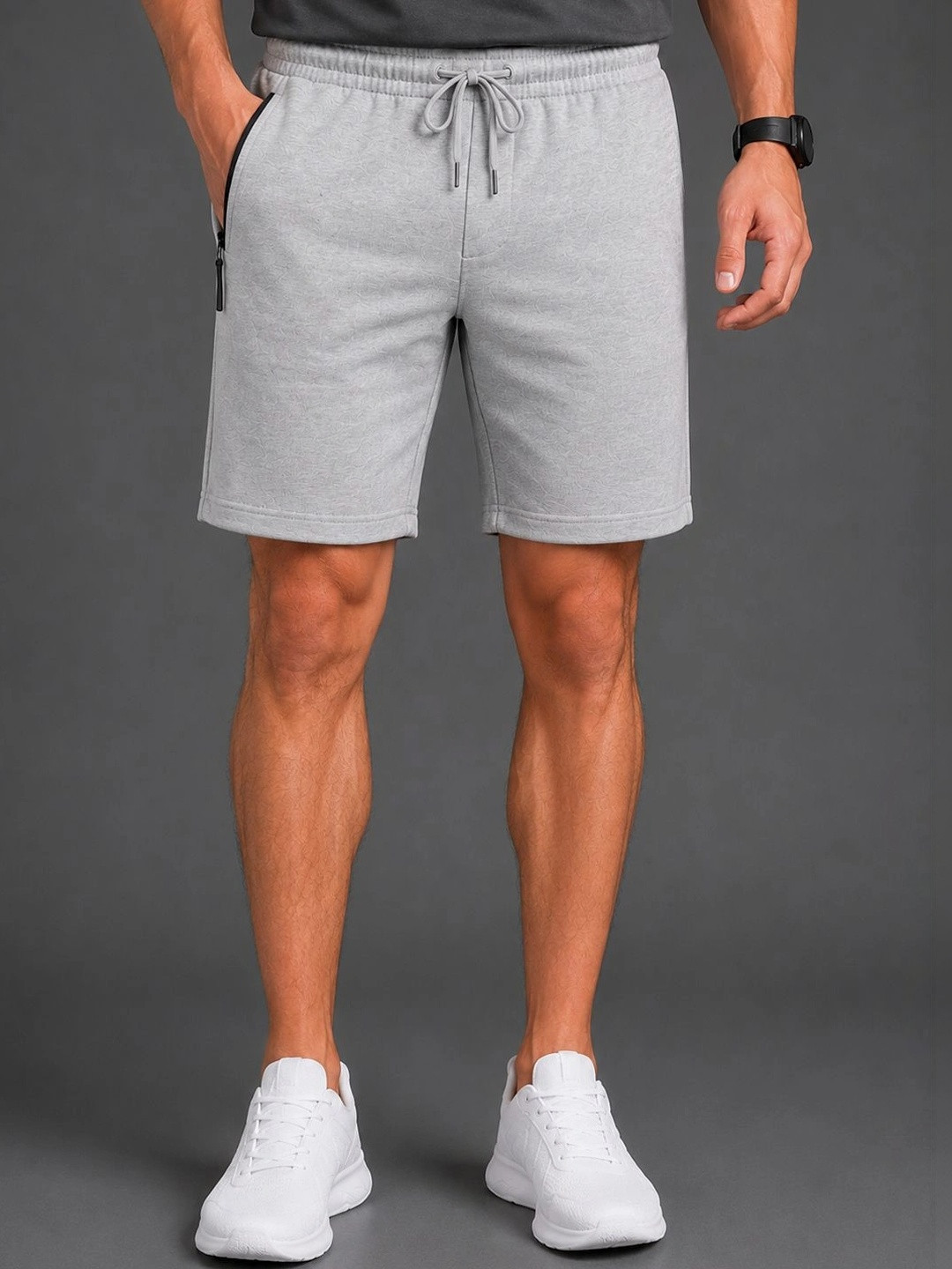 RETWE Men Regular Fit Zipper Pocket Sports Running Shorts
