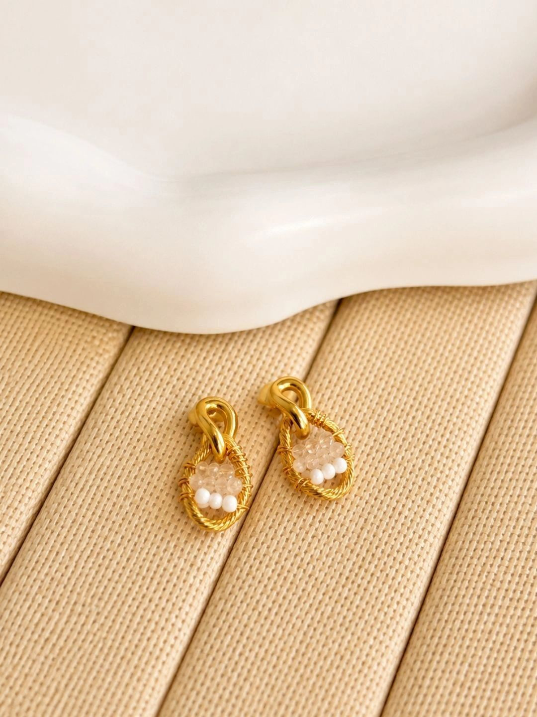 DIVING SWAN Women 18K Thick Gold Plated Ira Woven Loop Earrings