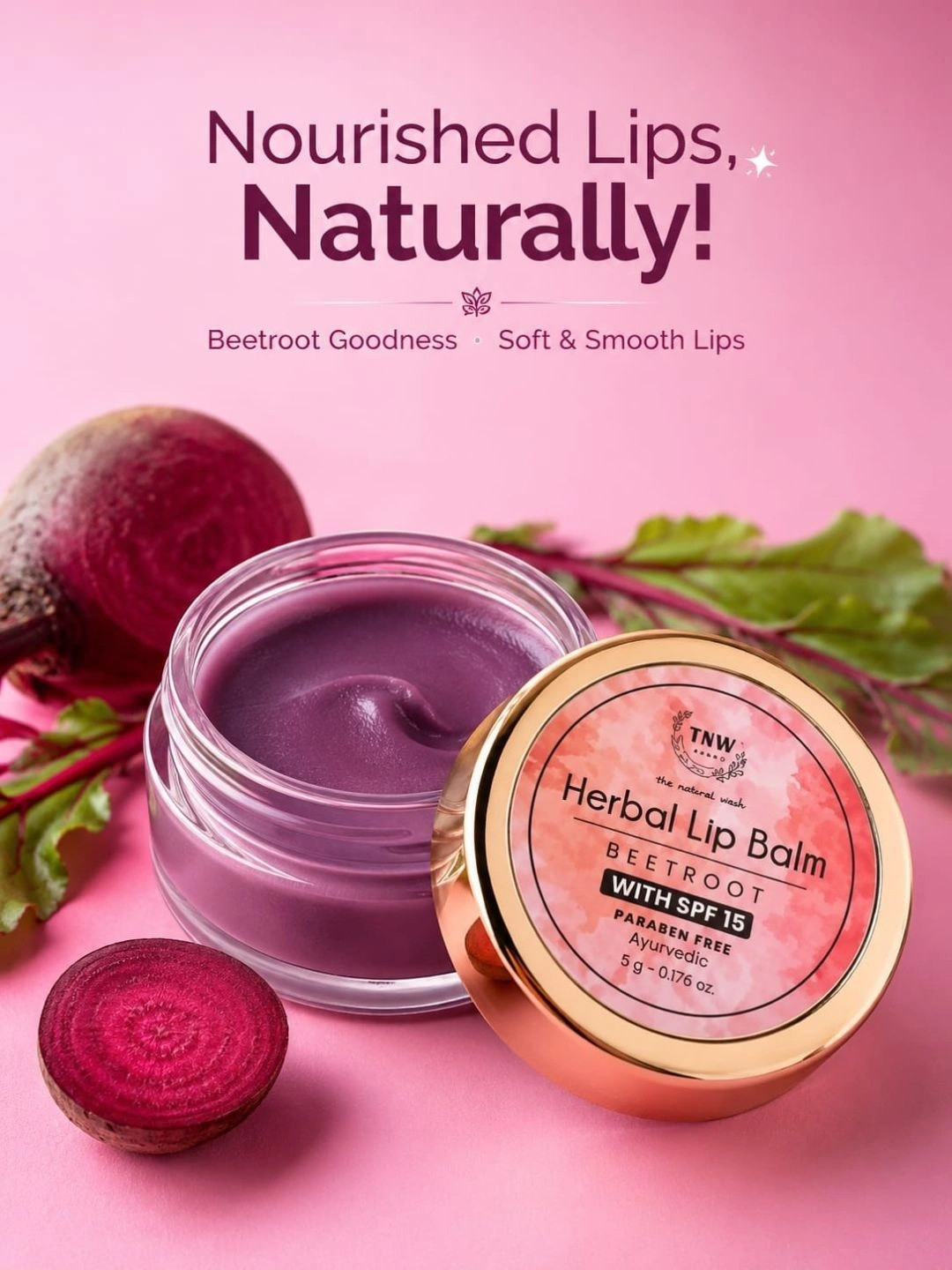 TNW the natural wash Herbal Beetroot Lip Balm For Dry, Chapped & Soft Lips 5 gm