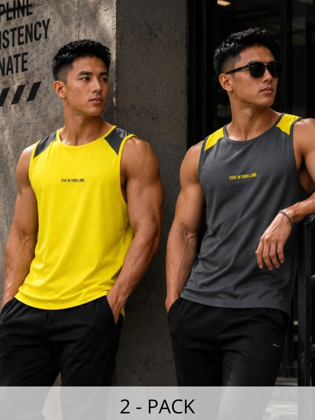 JUMPCUTS Pack of 2 Colourblocked Gym Vest