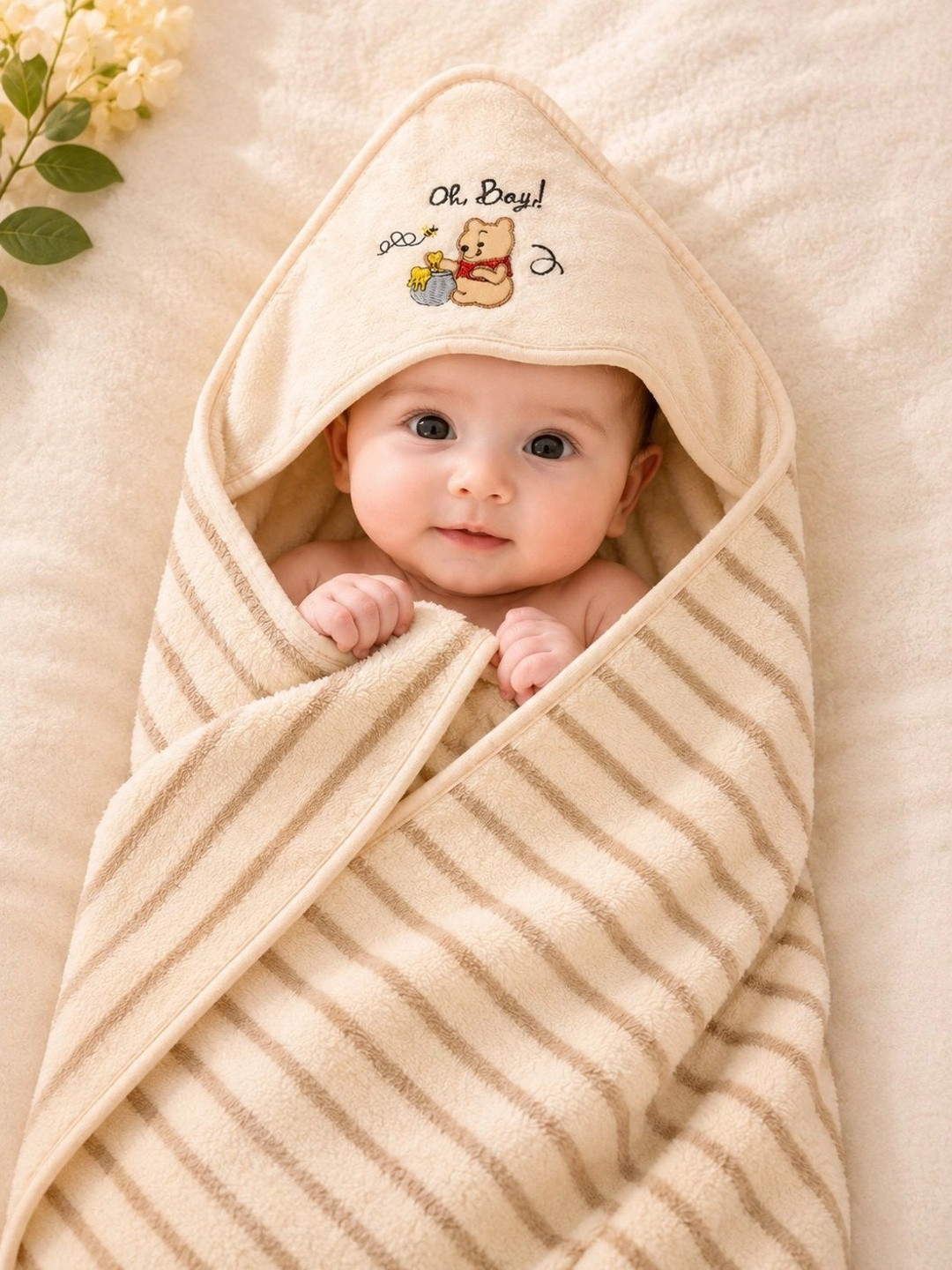 Thelittlebunny Beige 1 Striped Terry Cotton 300 GSM Bath Towel