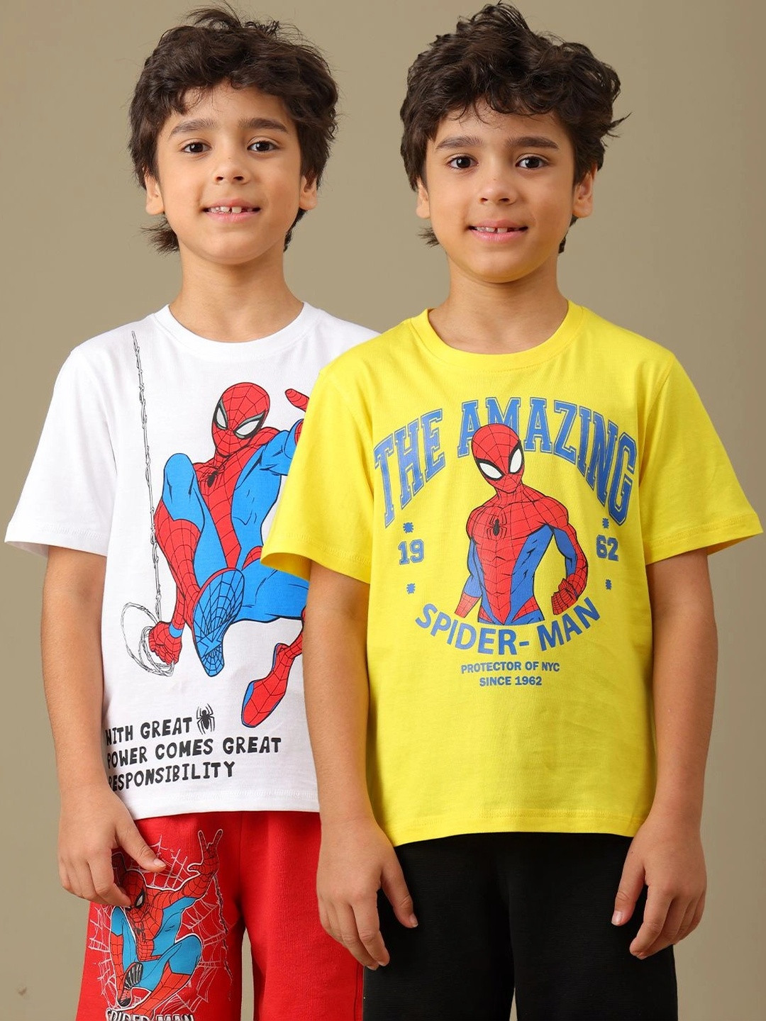 Kids Ville Boys Pack Of 2 Spiderman Printed Tshirt