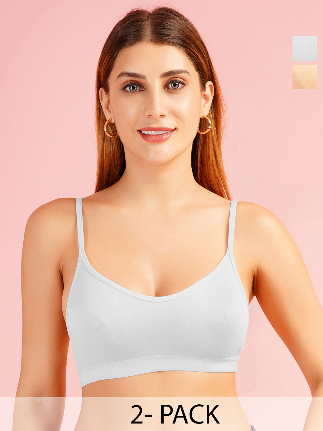DressBerry Pack Of 2 Non Padded Non wired Seamed Cotton Bra