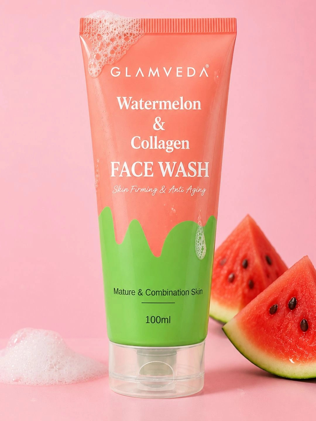GLAMVEDA Watermelon & Collagen Ant-Ageing Skin Firming Face Wash - 100ml