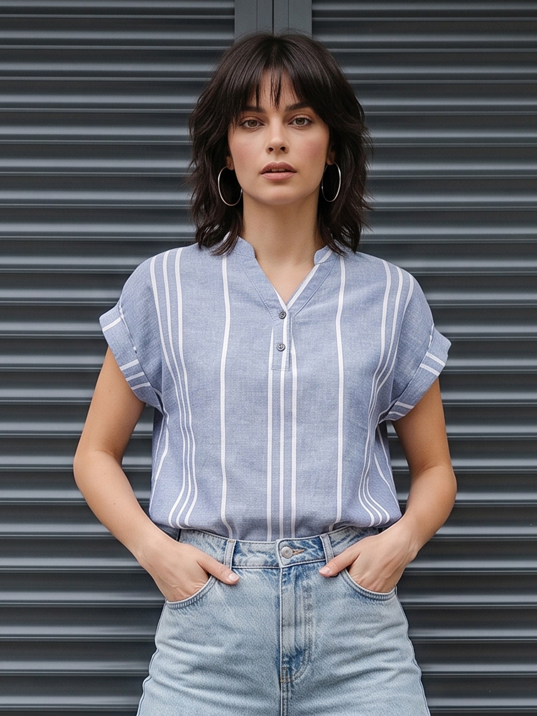 The Roadster Life Co. Striped Pure Cotton Top