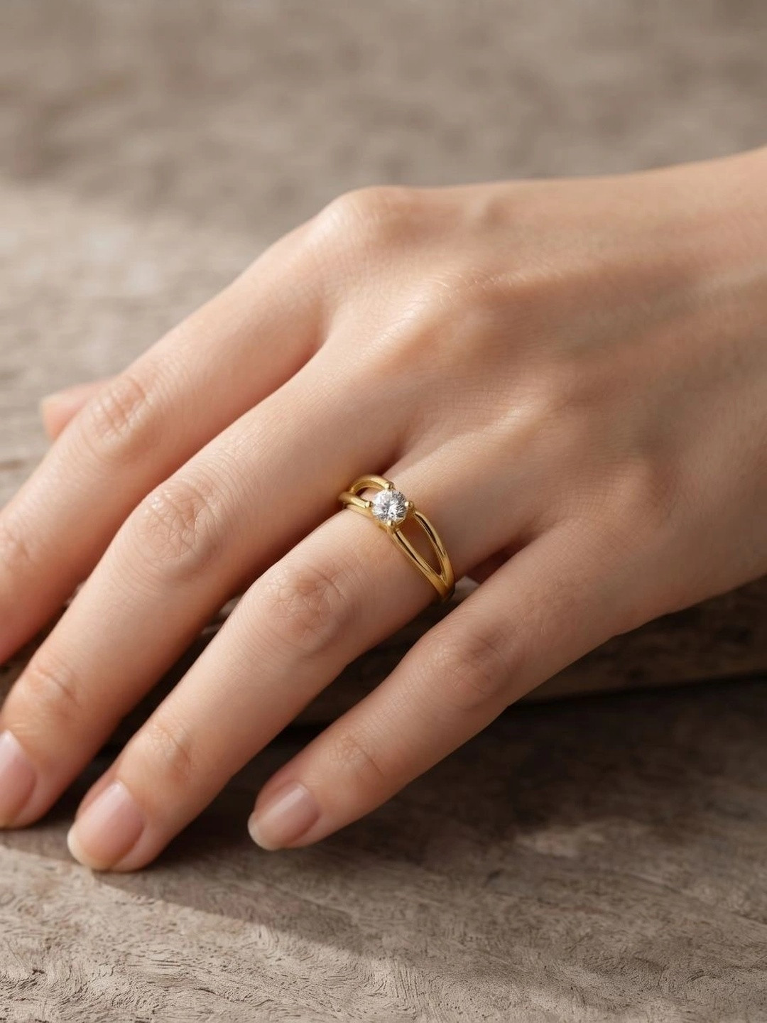Sangria Women Gold-Plated American Diamond Finger Ring