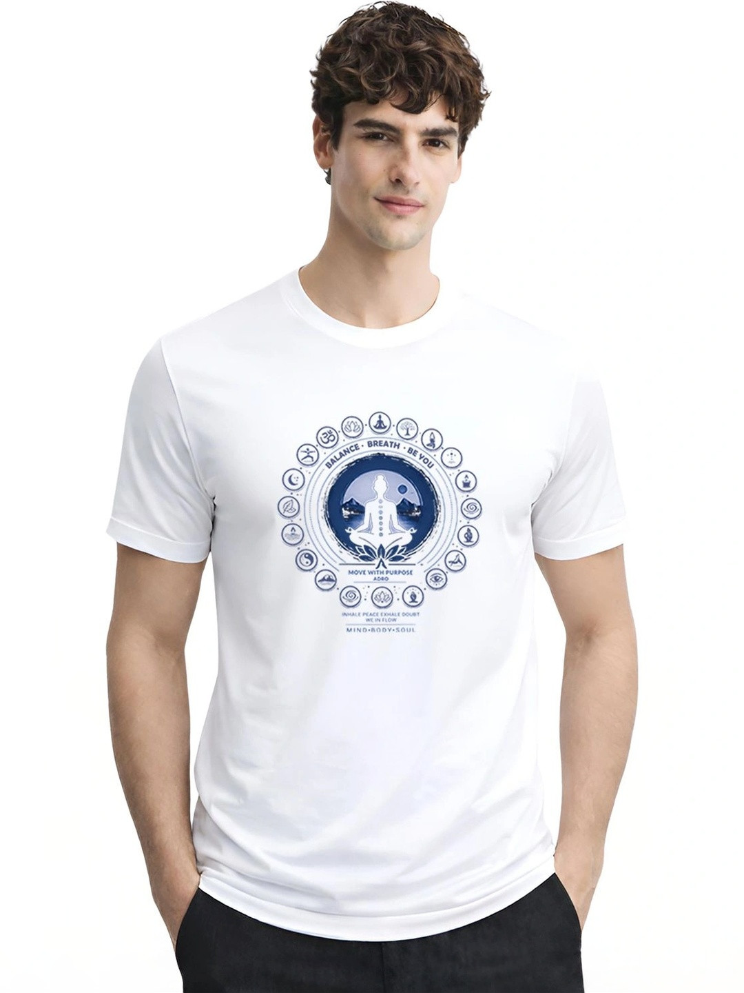 ADRO Men Graphic Printed Round Neck Regular Sleeves Cotton T-shirt