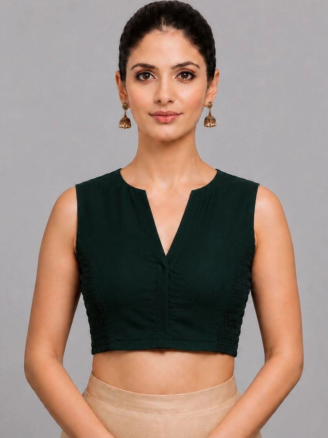 HERE&NOW Silk Solid Saree Blouse
