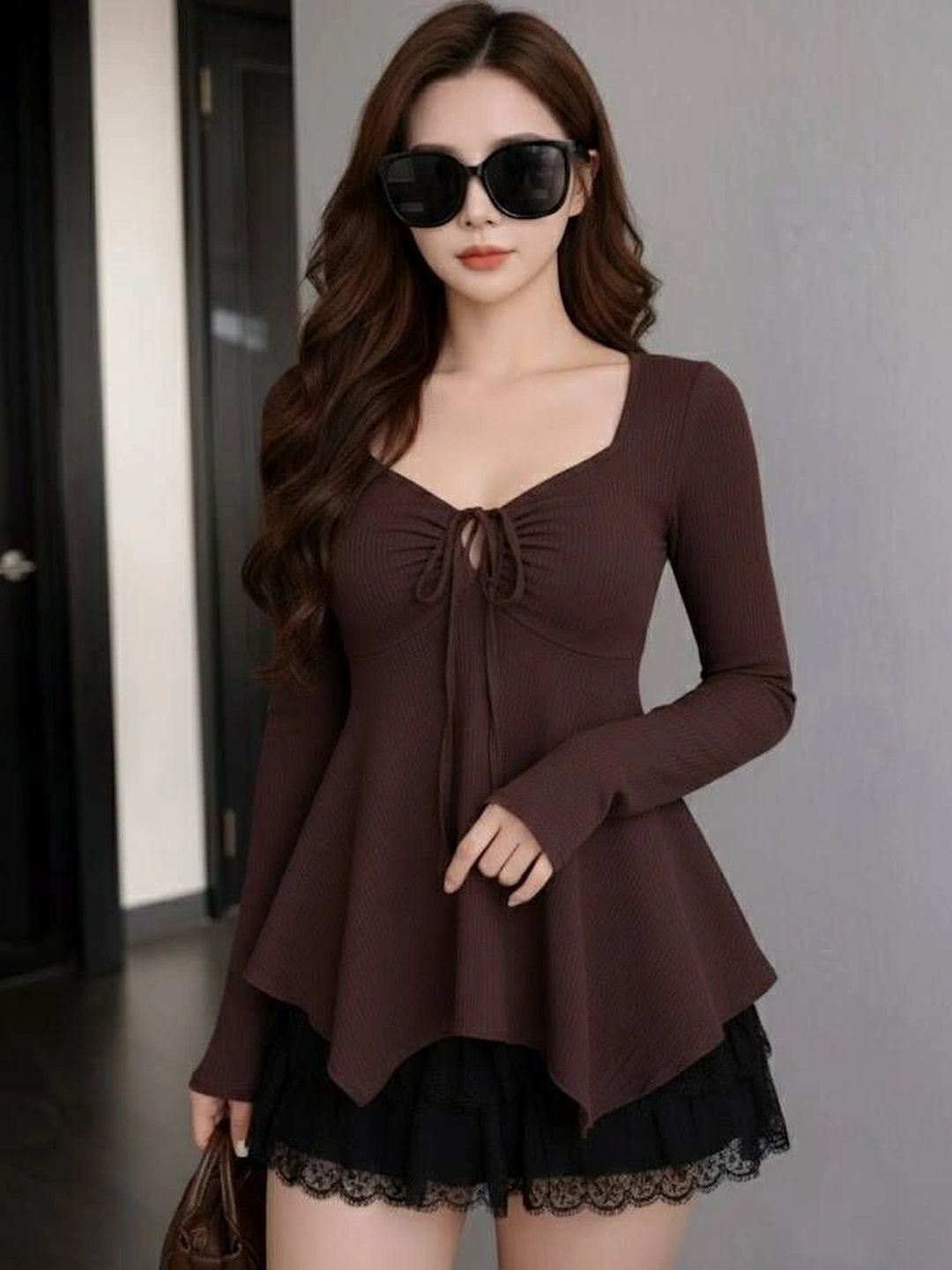SZN Sweetheart Neck Bell Sleeve Top