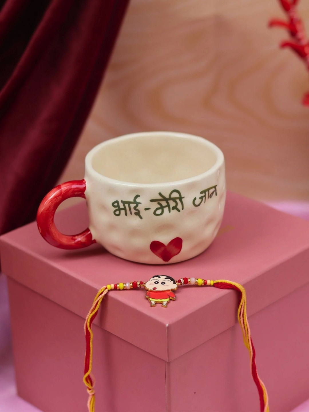 WEAVING HOMES Set Of 2 Evil Eye Rakhi & Bhai Meri Jaan Mug Gift Set
