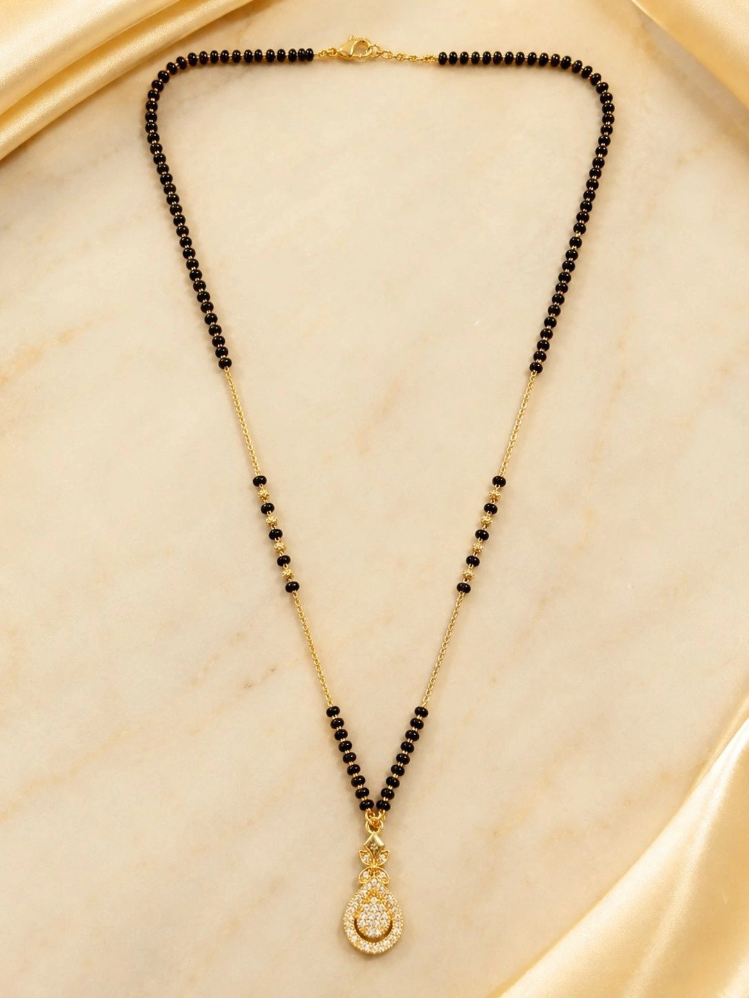Anouk Women Gold-Toned Halo Drop CZ Stone Mangalsutra Necklace
