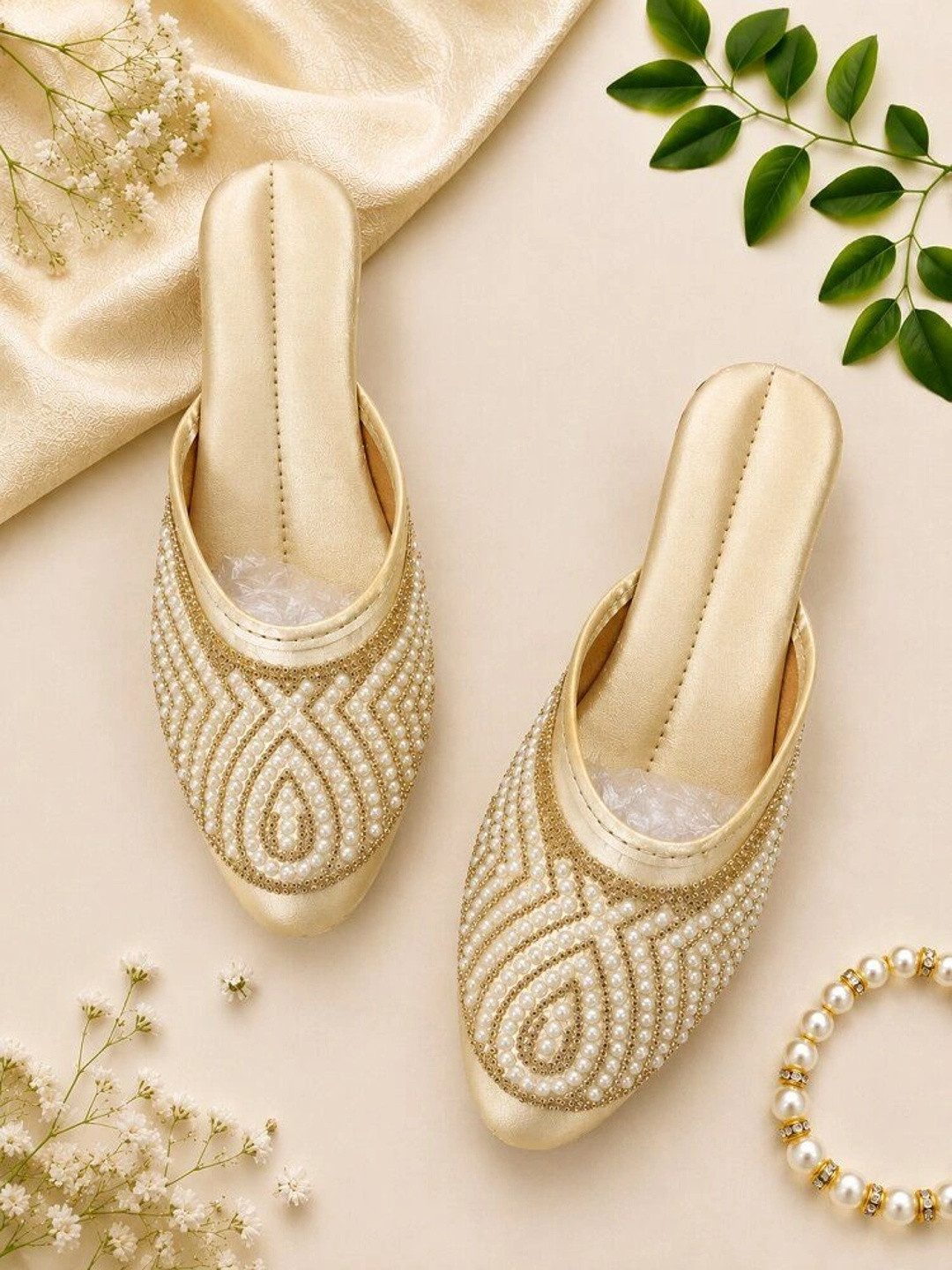 GERIEF Women Embellished Party Mules Flats