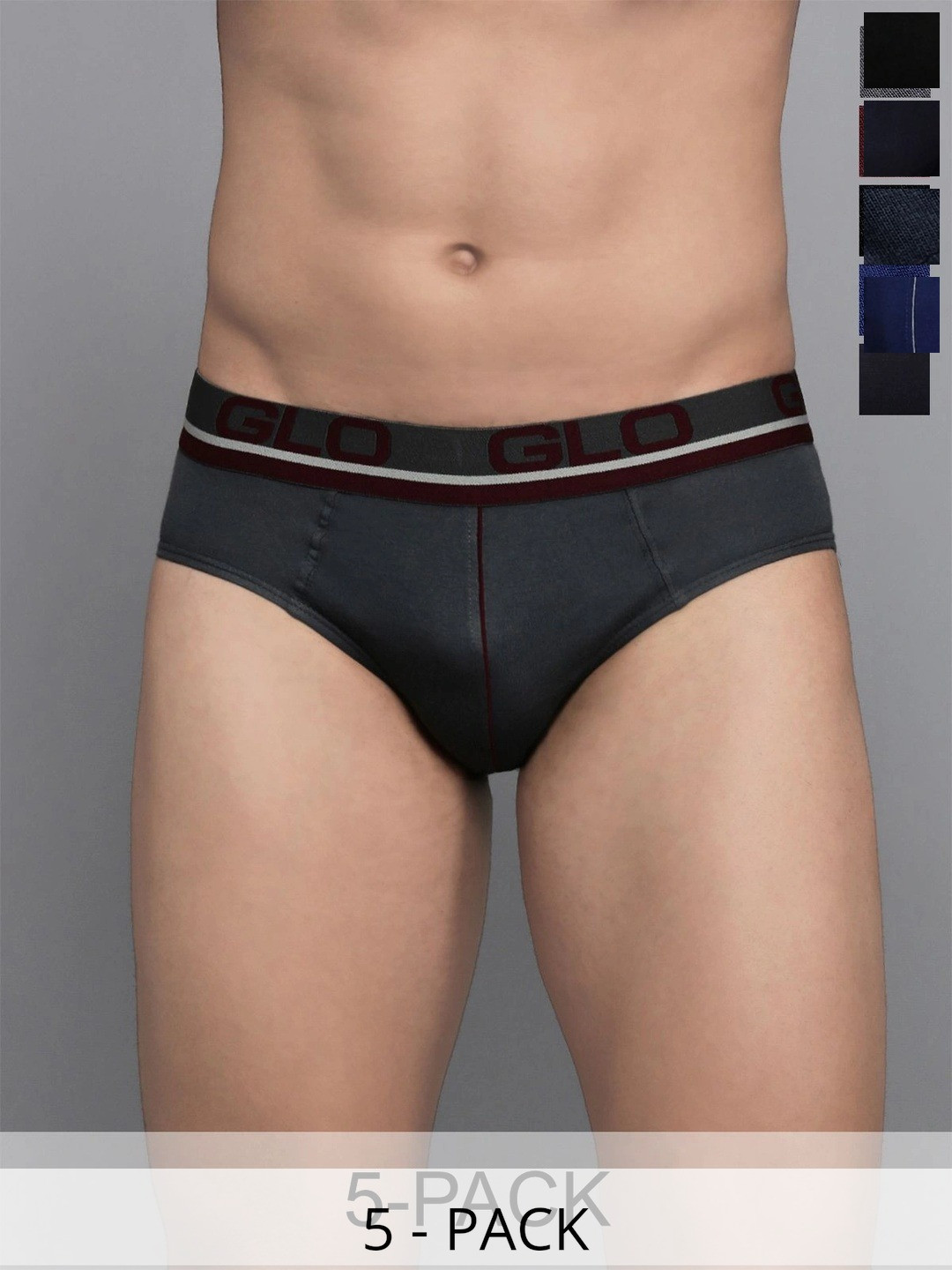 Lux Cozi Men Pack Of 5 Mid-Rise Anti-Odour Basic Briefs COZI_GLO_BRIEF_ASST_5PC