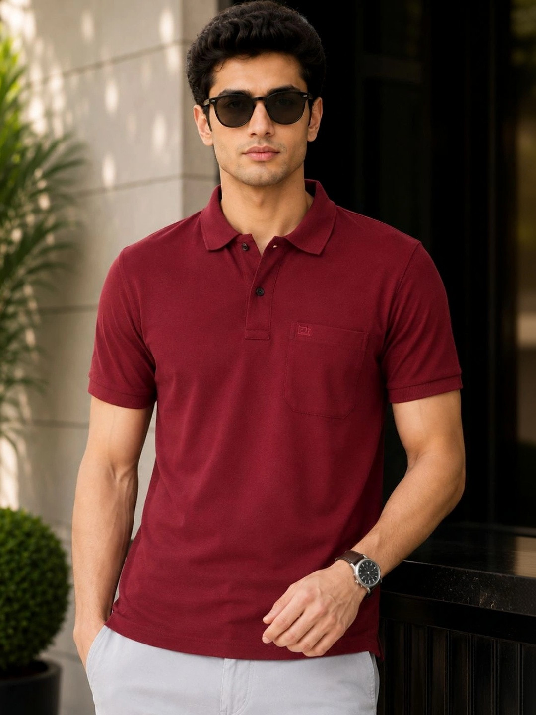 Stitch Hub Men Polo Collar Pockets T-shirt